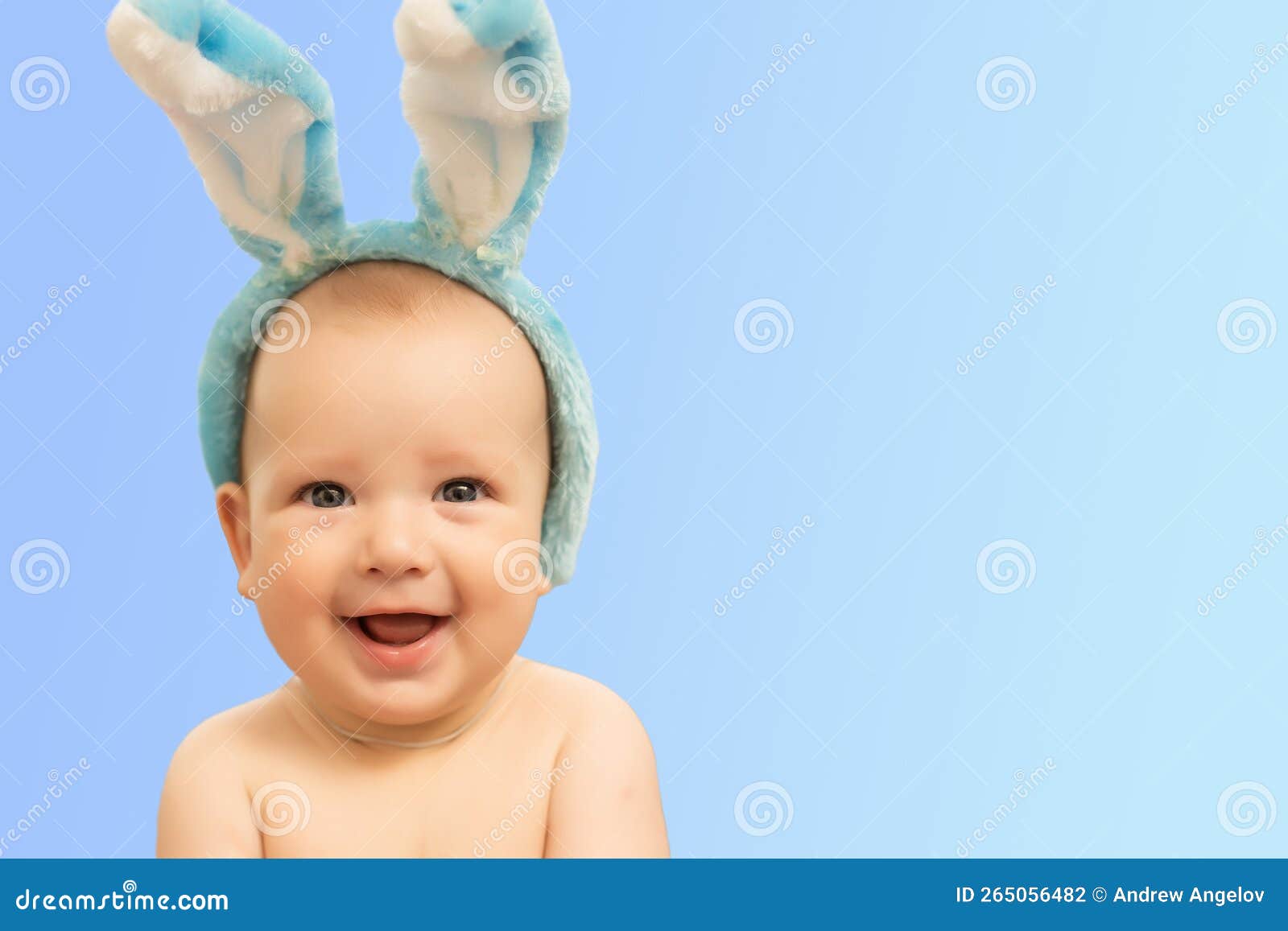 Baby in easter bunny ears stock photo. Image of headband 265056482