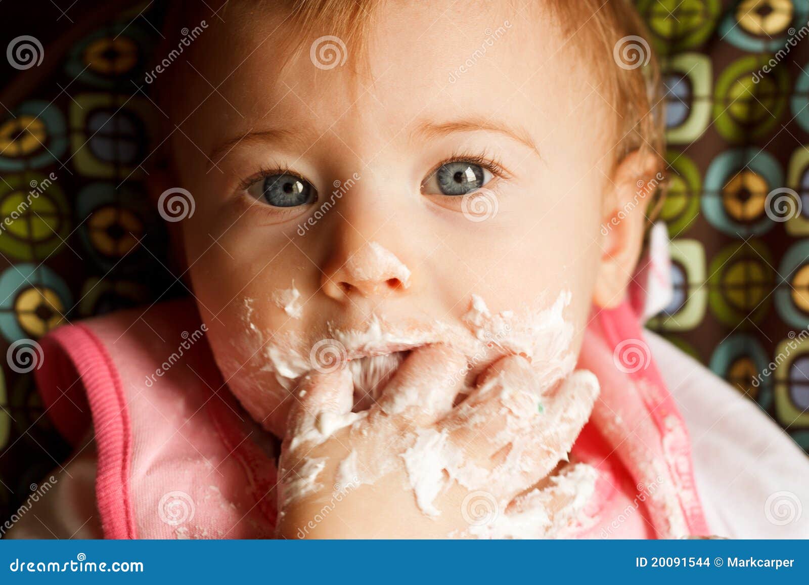 Baby Eat Cake stock photo. Image of infant, covered, messy 20091544
