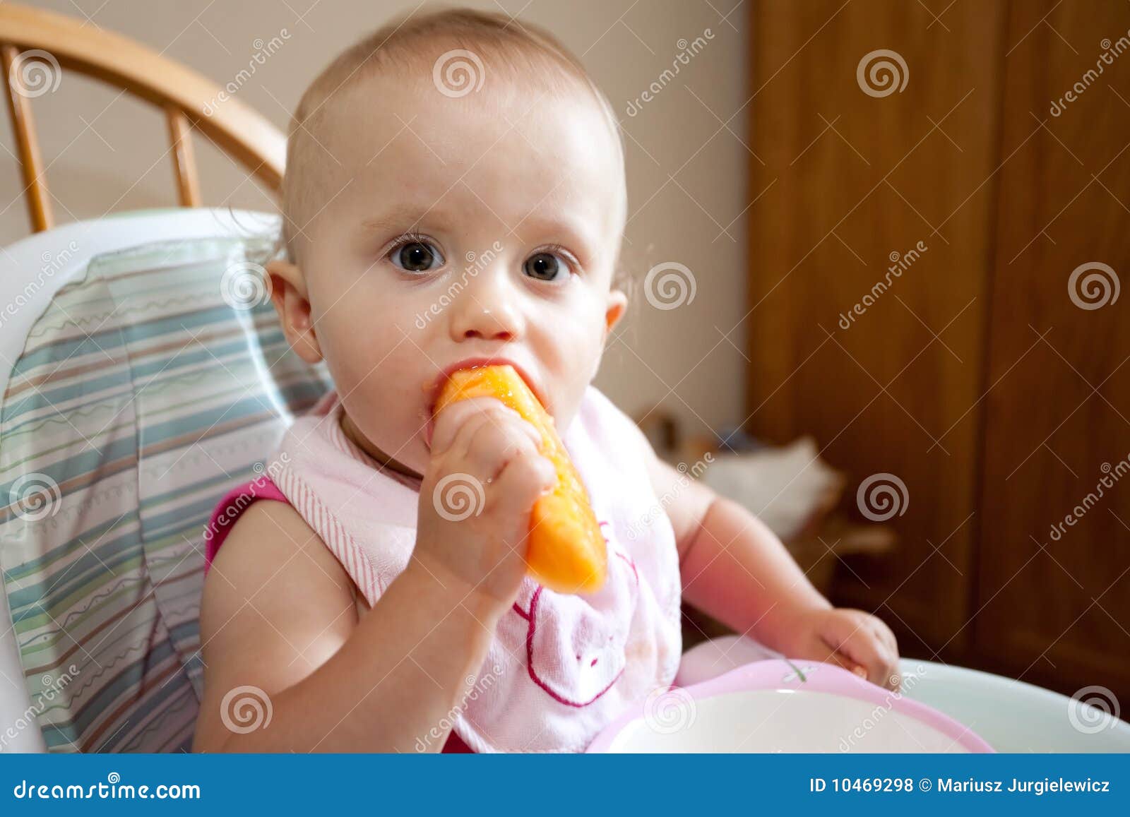 Baby eating cantaloupe stock photo. Image of sweet, health 10469298