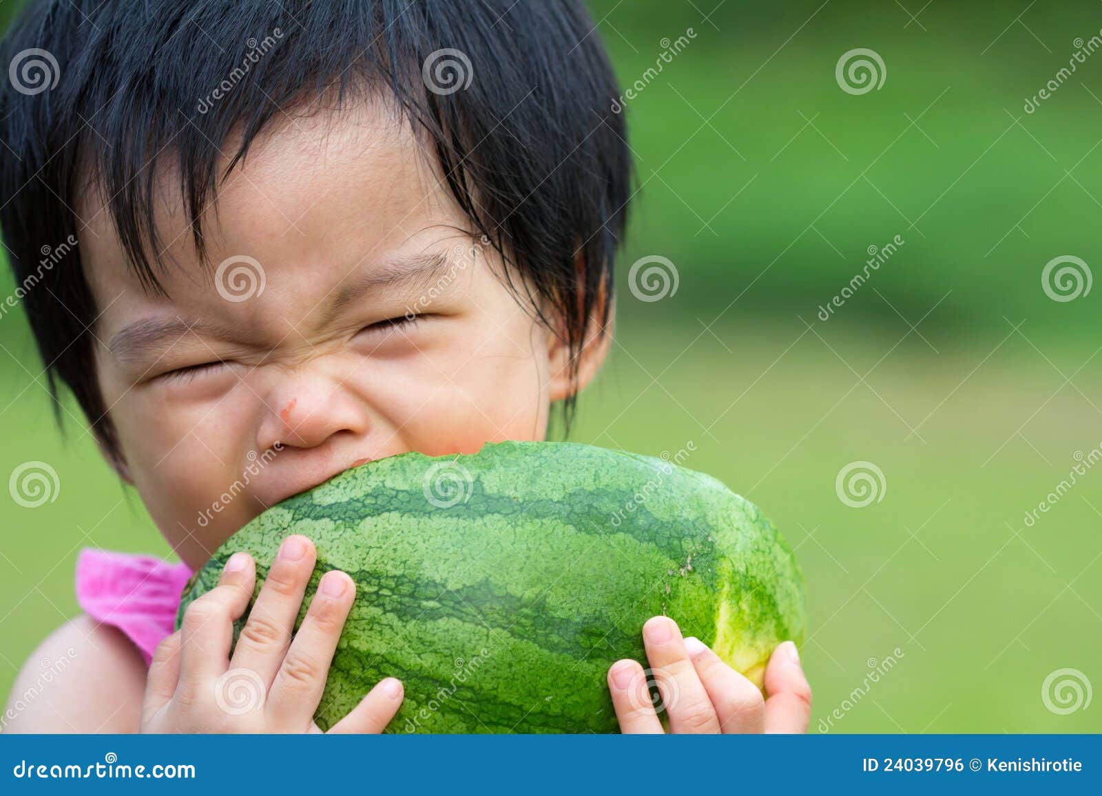 Baby eating watermelon stock photo. Image of garden, green 24039796