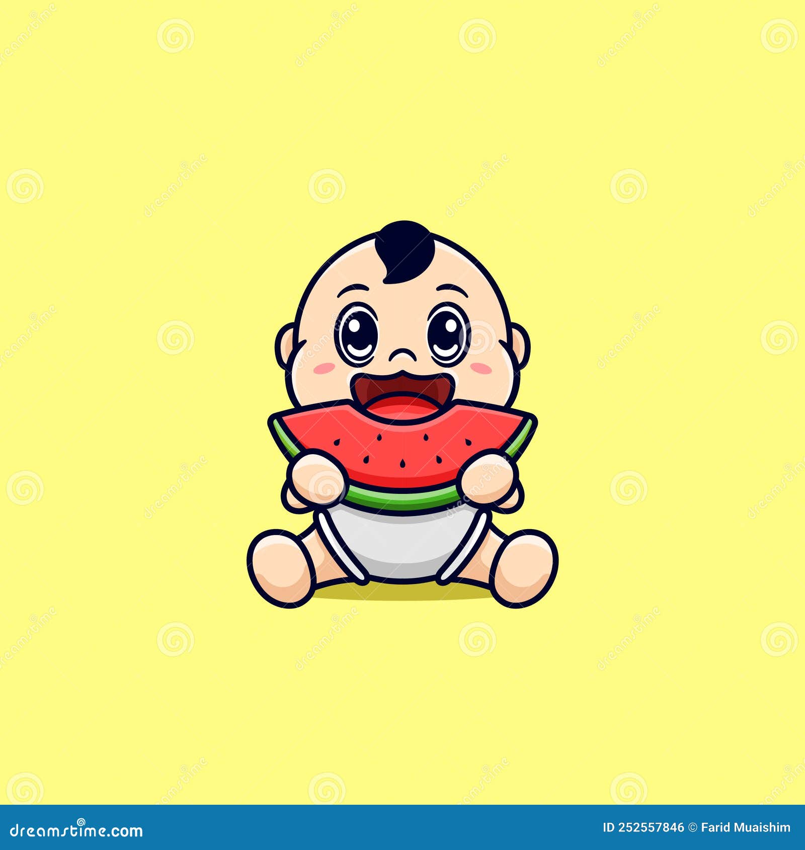 Baby Eating Watermelon in Summer Stock Vector Illustration of summer