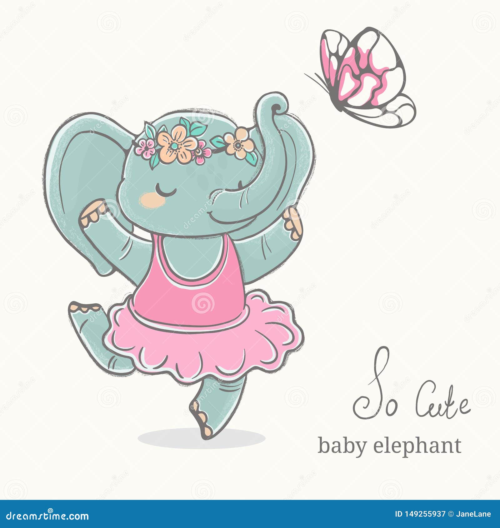 Download Baby Elephant Ballerina Dancing ,kid Illustration, Cute ...