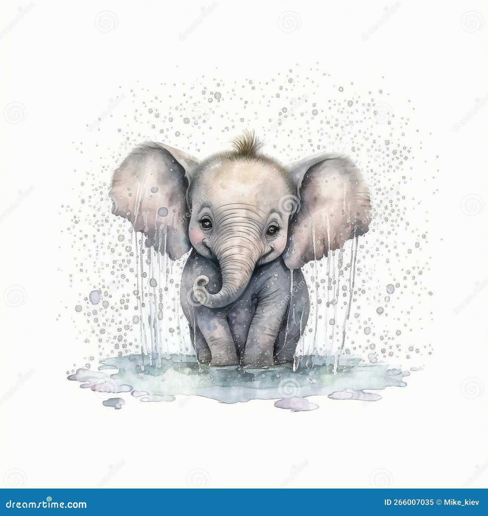 Baby elephant bathes stock illustration. Illustration of bath 266007035