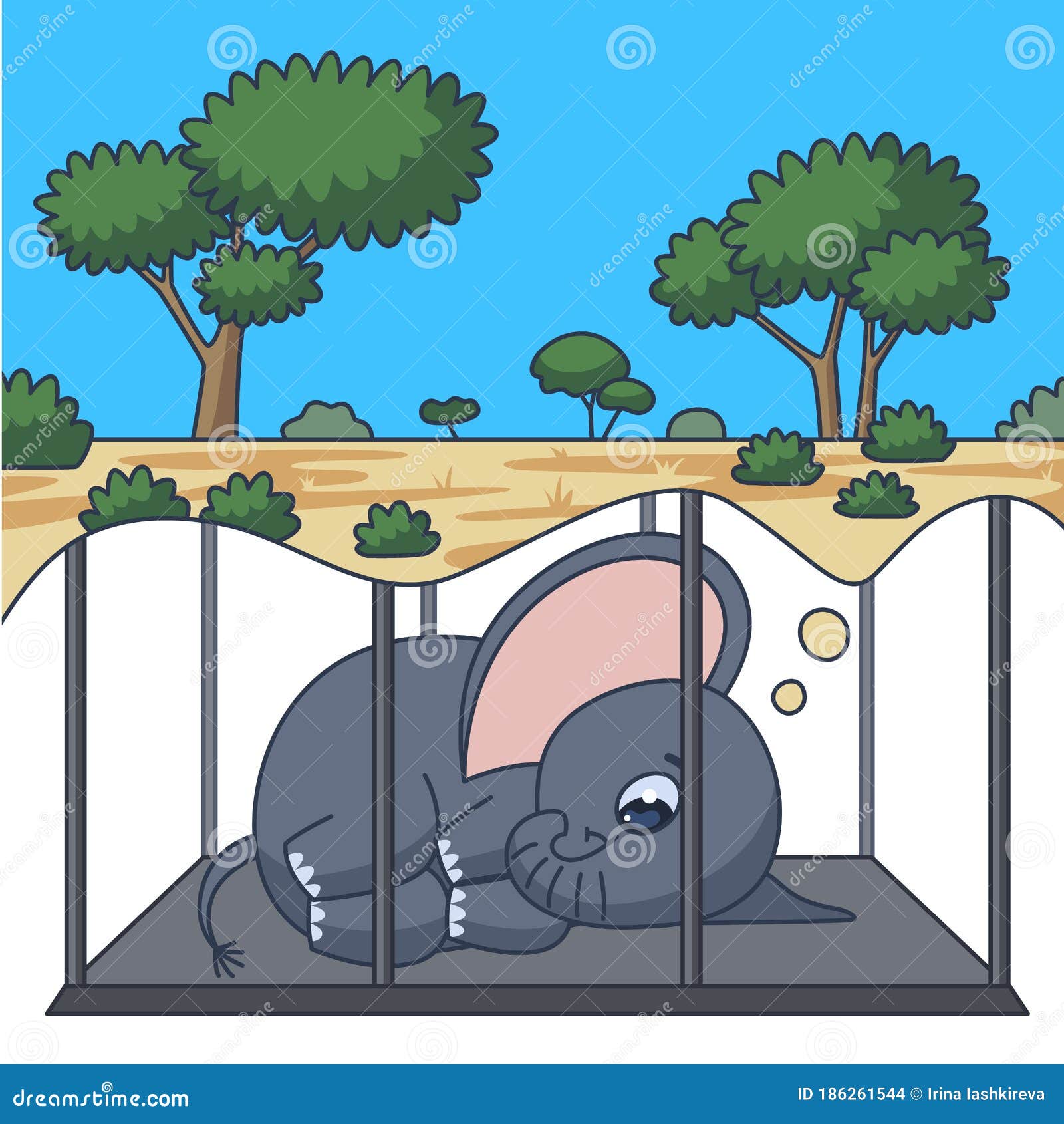 The Baby Elephant is Dreaming of Freedom in the Cage. Concept Illustration about Animal Cruelty at Zoos and Circuses Stock Vector - Illustration of background, graphic: 186261544 The Baby Elephant is Dreaming of Freedom in the Cage. Concept Illustration about Animal Cruelty at Zoos and Circuses Stock Vector - Illustration of background, graphic: 186261544