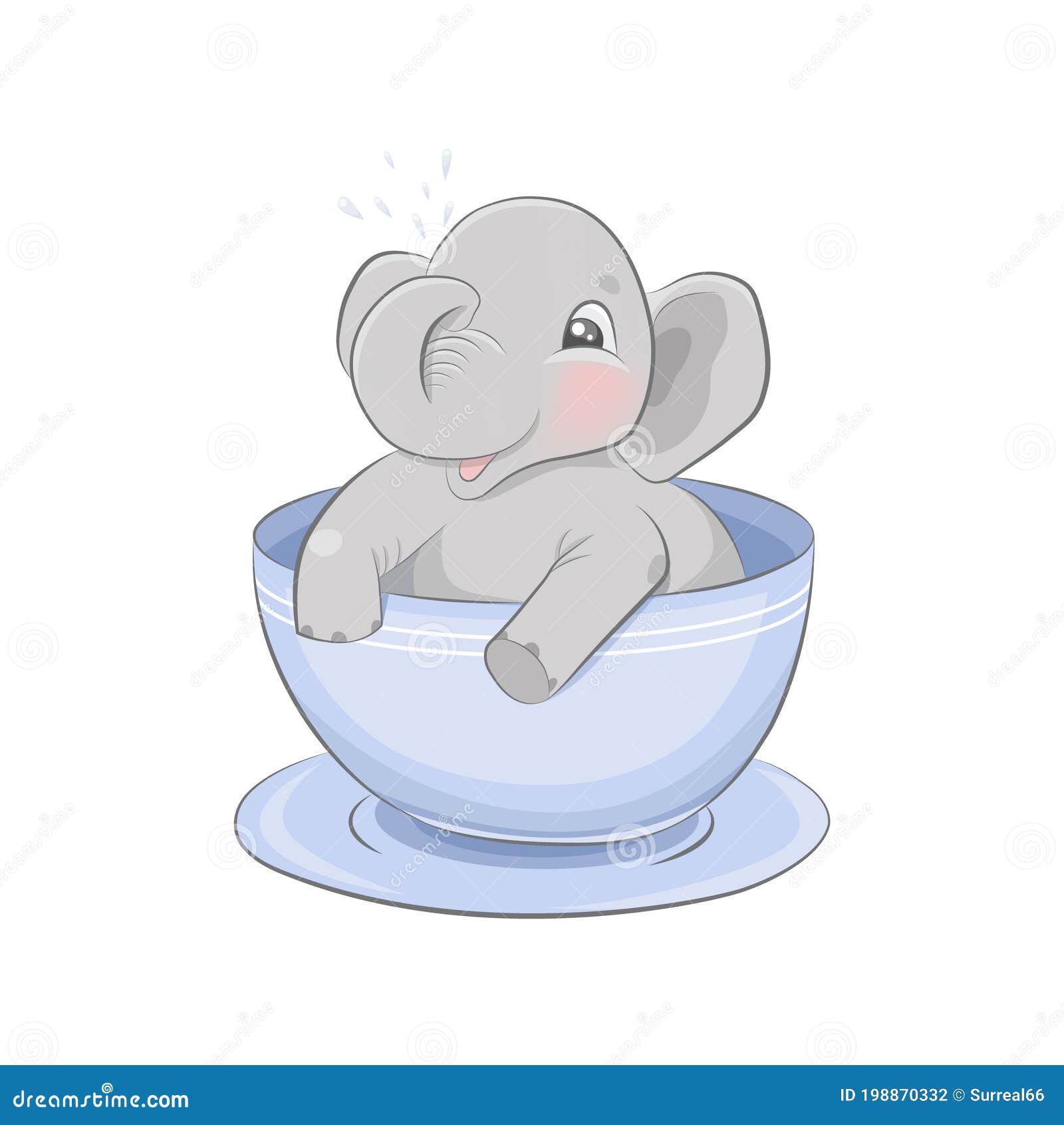 Download Baby Elephant Sitting In Cup Vector Illustration Stock ...