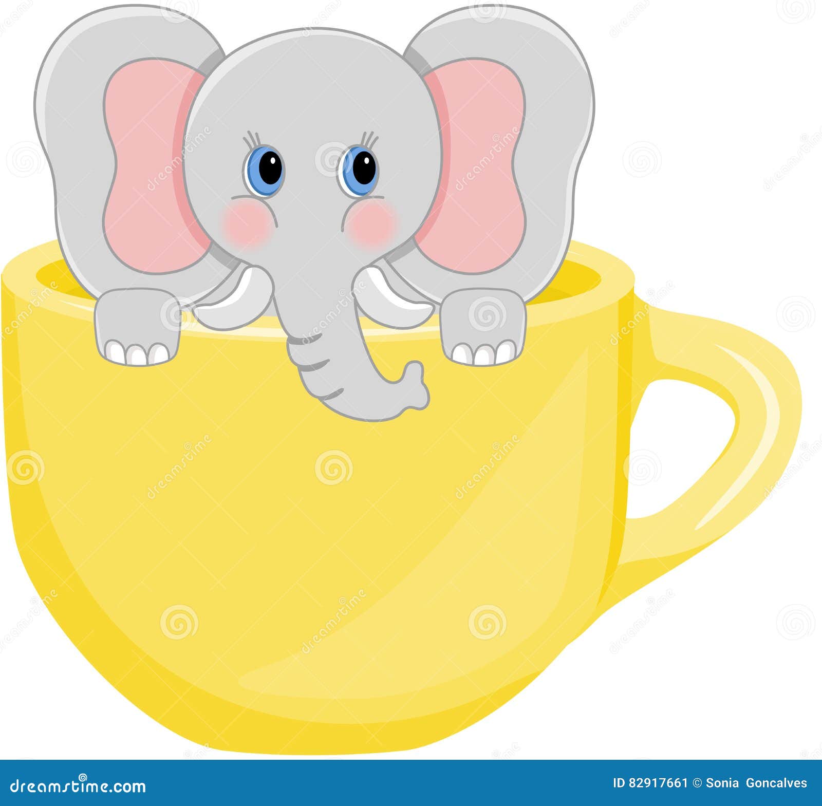 Baby Elephant in Yellow Teacup Stock Vector Illustration of africa