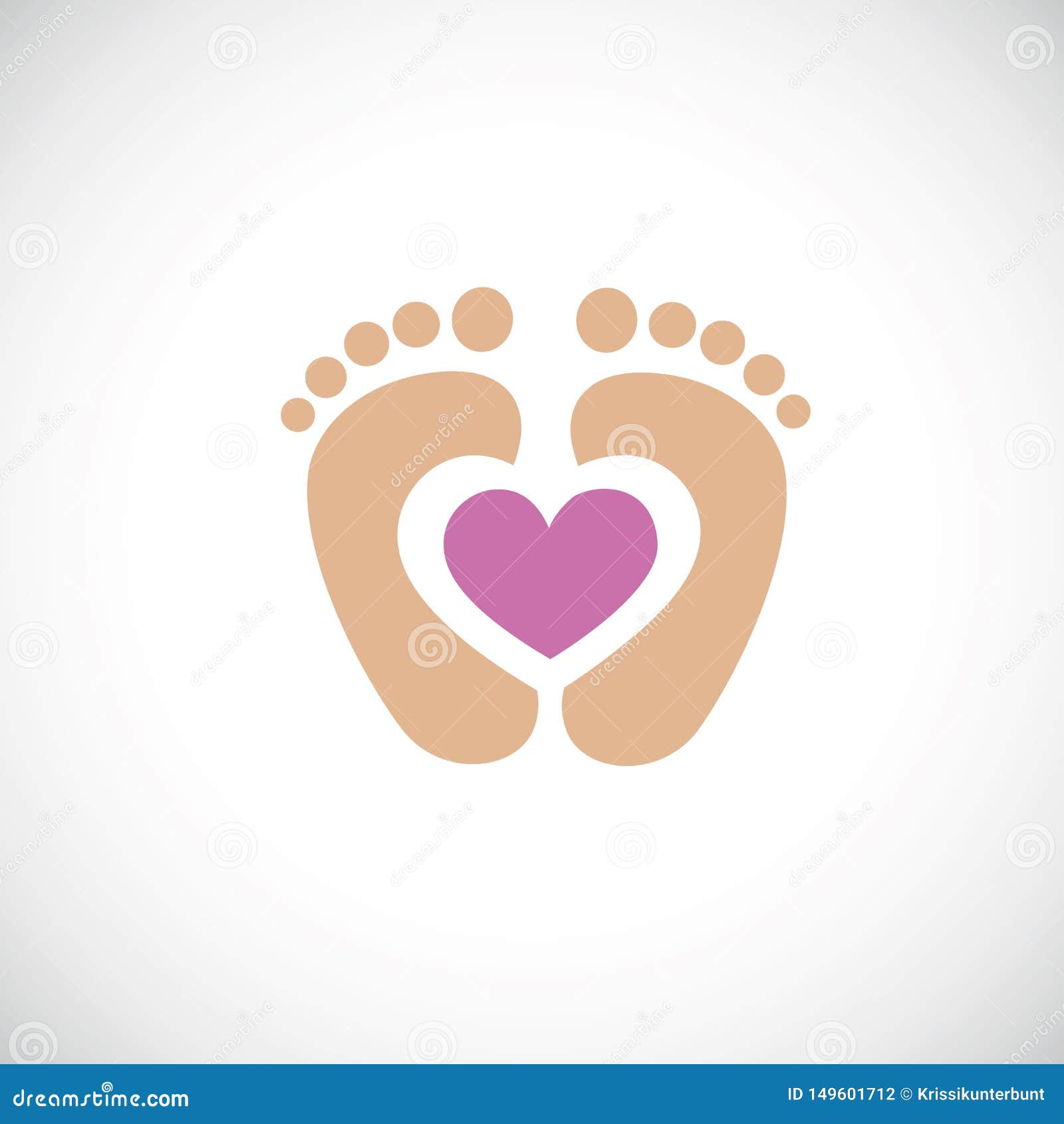 Download Baby Feet Footprint With Pink Heart Stock Vector ...