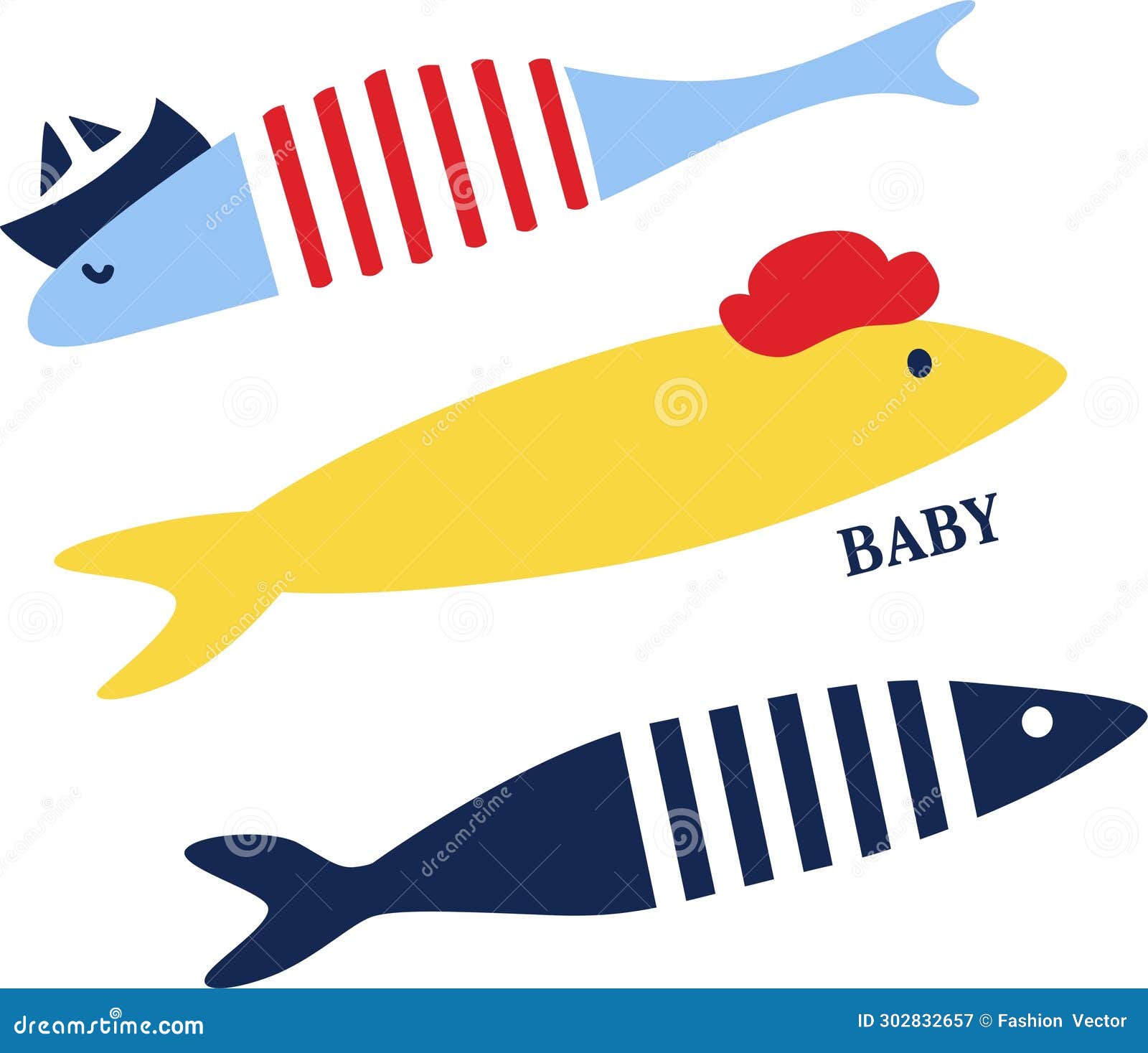 Baby fish print vector art stock illustration. Illustration of print ...