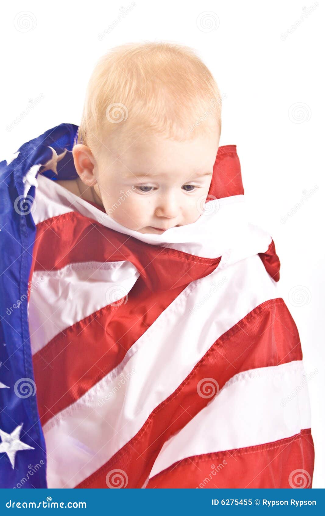 Baby and flag of USA stock image. Image of girl, playing 6275455