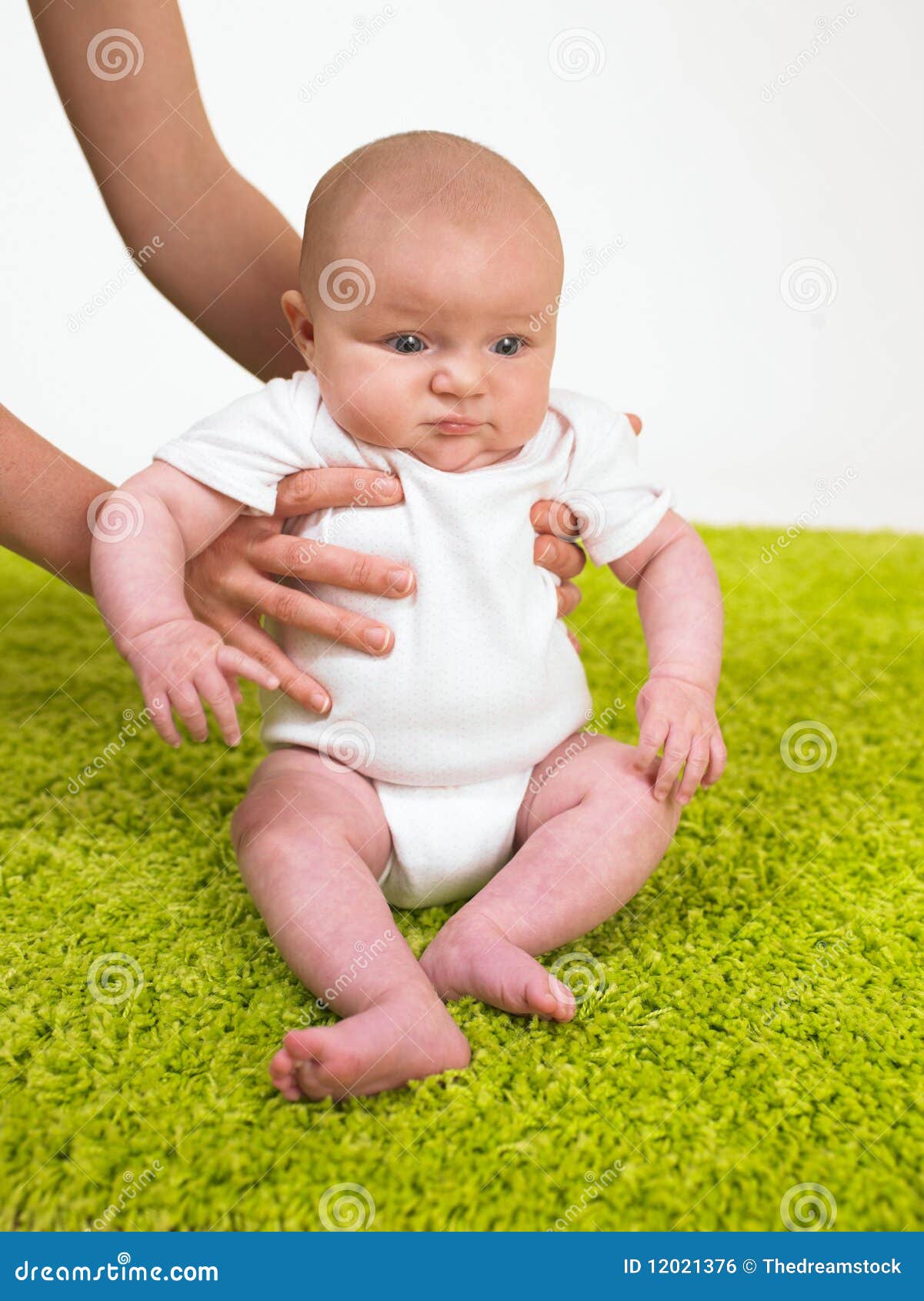 Baby on Floor stock photo. Image of female, green, carpet 12021376