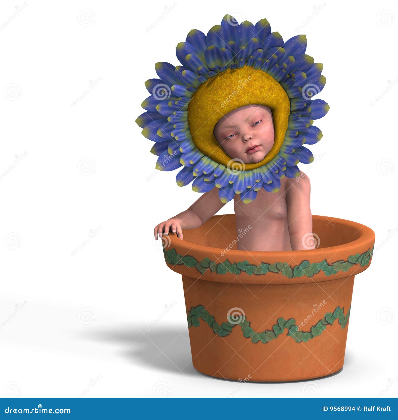 Baby in flower pot stock illustration. Illustration of baby 9568994