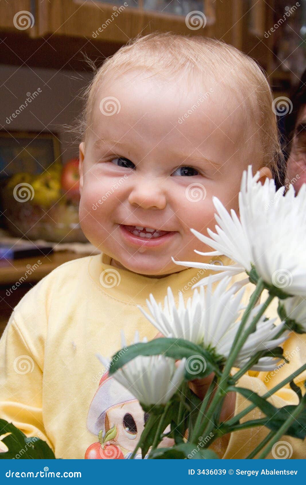Baby With Flowers Picture. Image 3436039