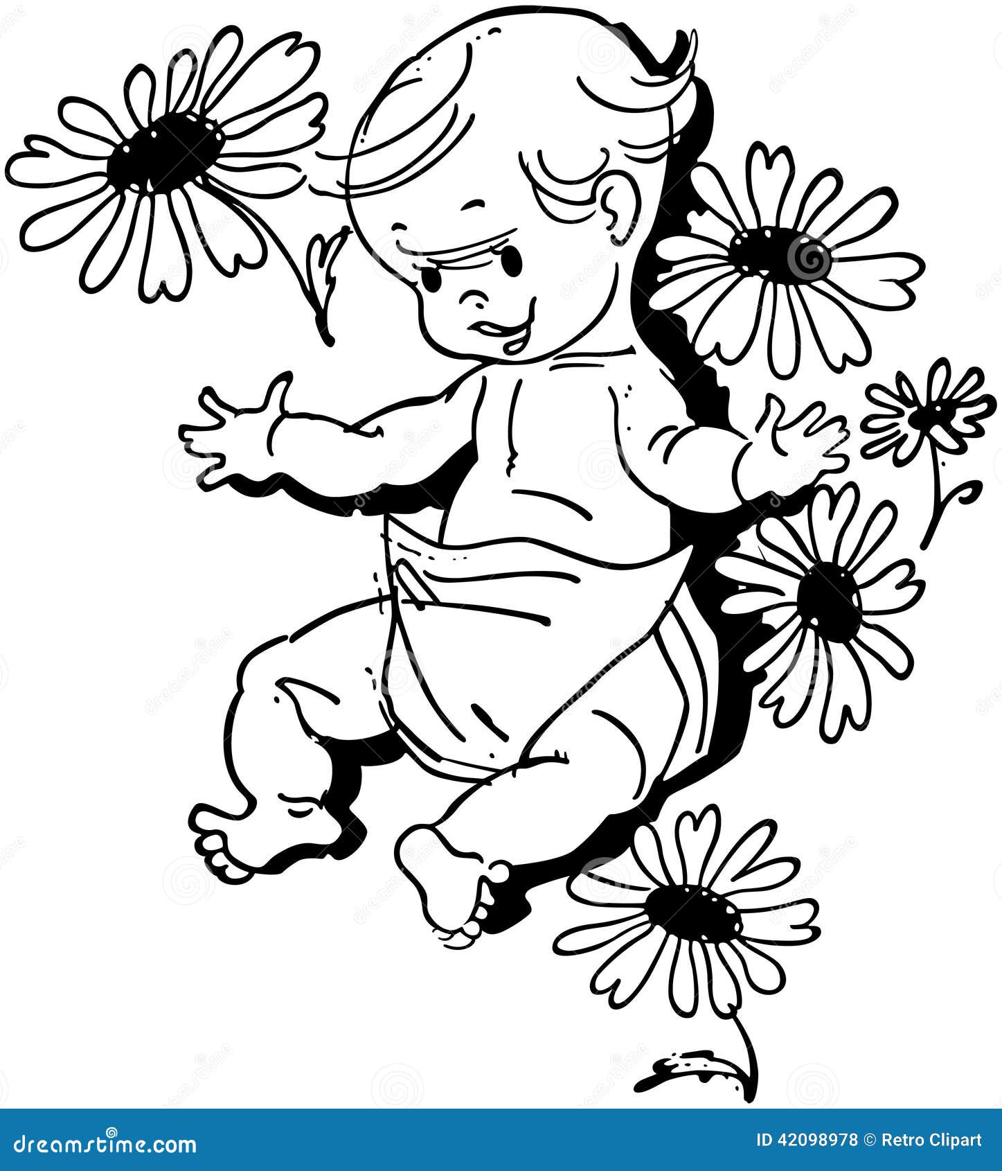 Baby with Flowers stock vector. Illustration of drawings 42098978