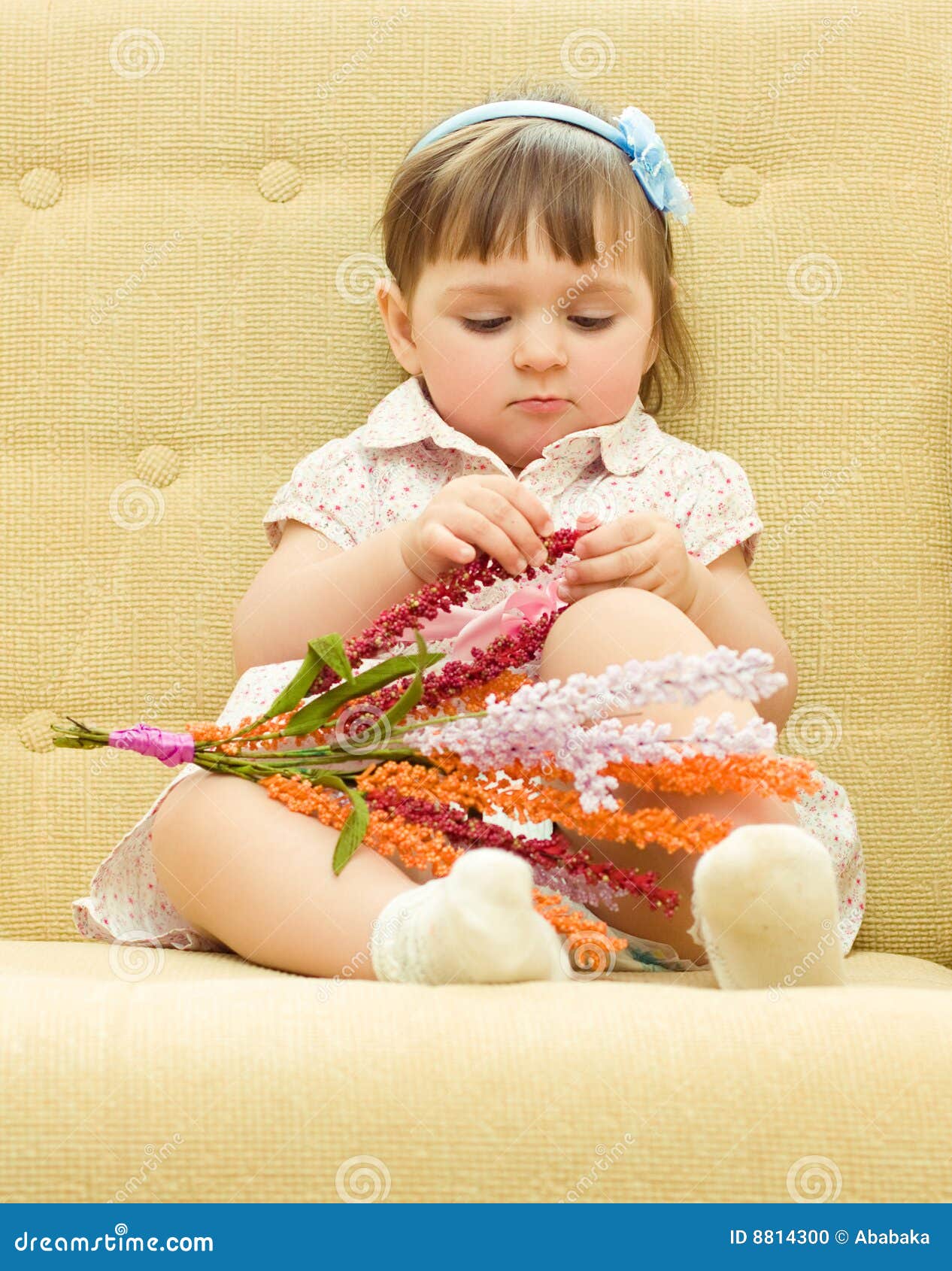 Baby with flowers stock photo. Image of flowers, shining 8814300