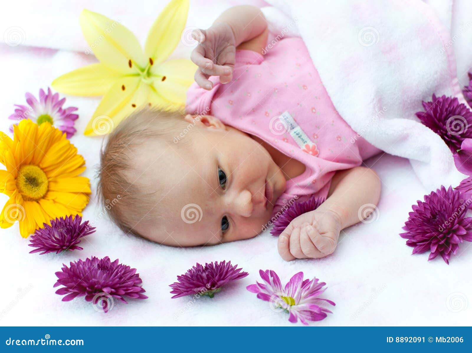 Baby in flowers stock image. Image of flowers, kids, childcare 8892091