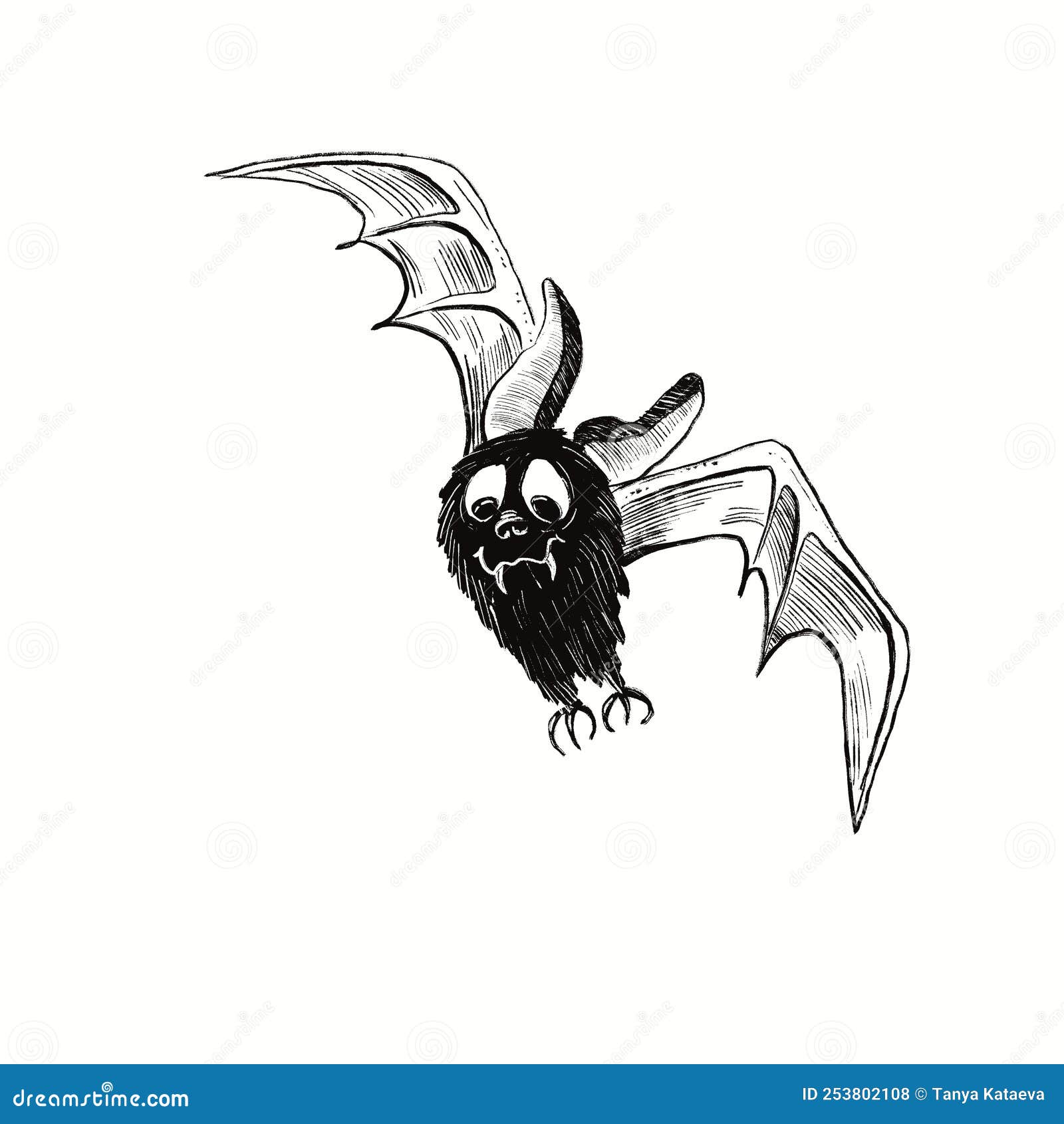 Baby fluffy bat stock illustration. Illustration of hand 253802108