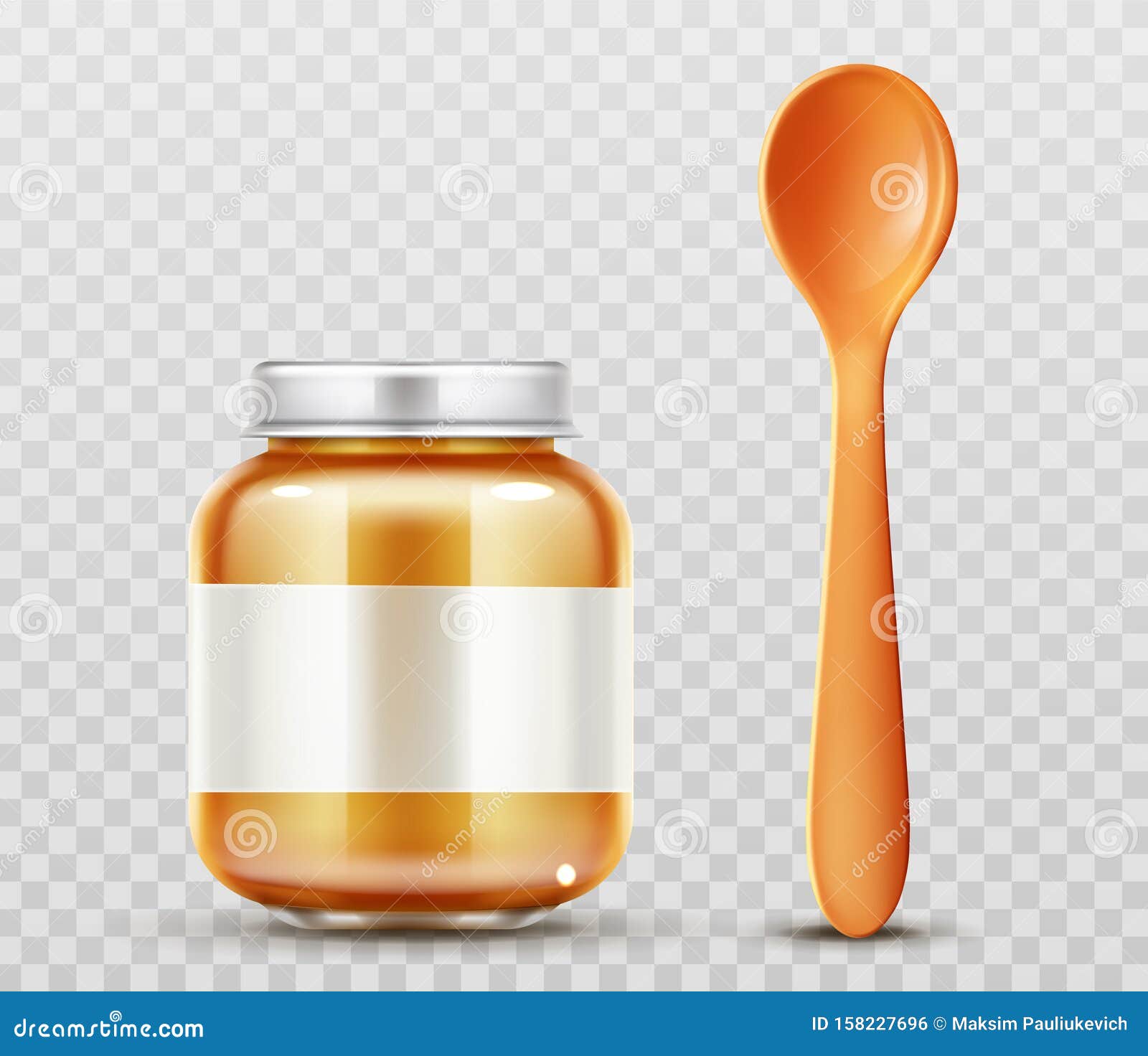 Download Baby Food Jar With Spoon Glass Puree Closed Bottle Stock Vector - Illustration of food ...