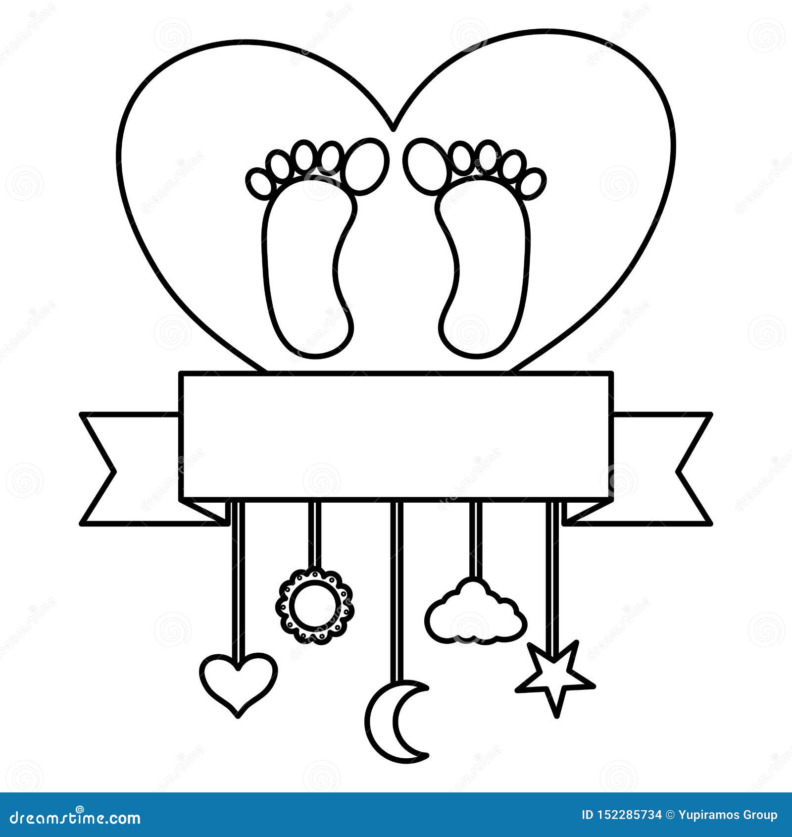 Baby Foot Prints in Heart Love and Mobile Hanging Stock Vector ...