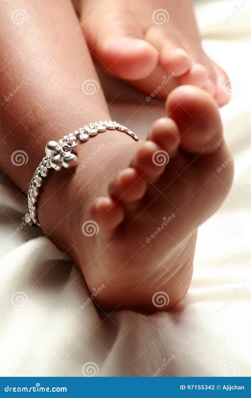Baby foot wearing Anklet stock photo. Image of beautiful 97155342