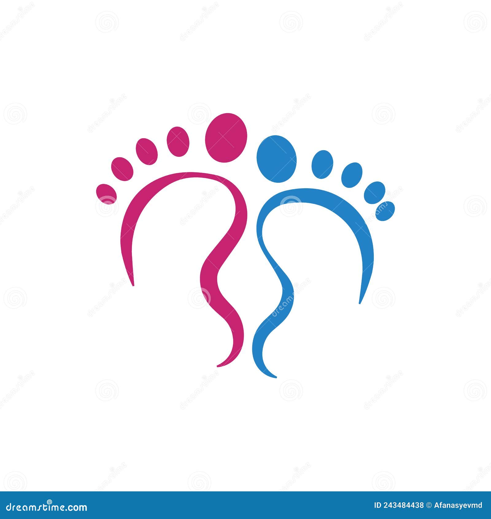 baby footprint flat icon  on white background. little boy and girl feet.  s for nursery decor