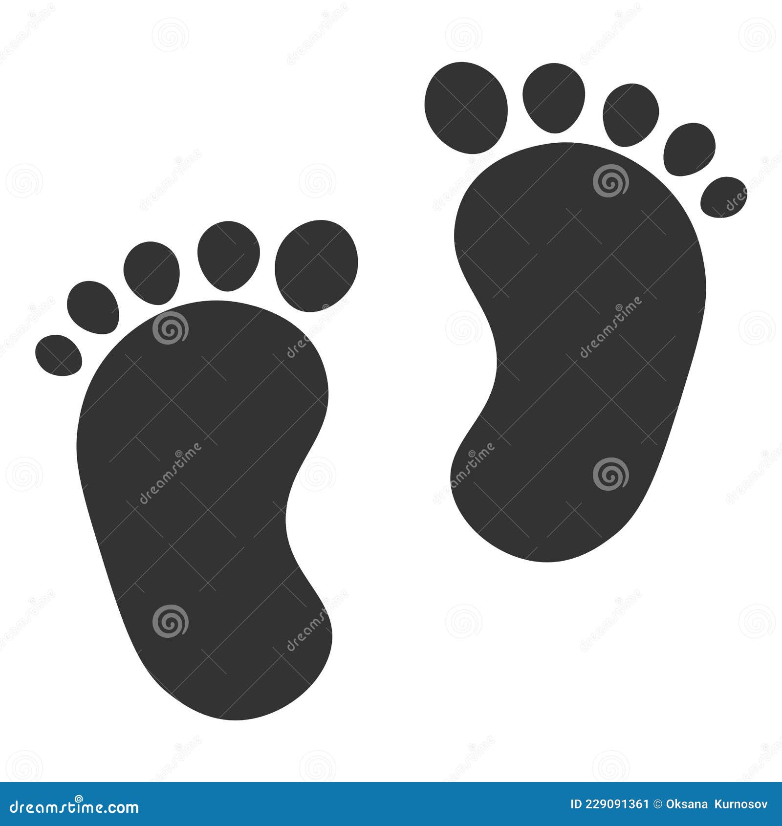 Baby Footprints Template in Black with Flat Design so it Looks Simpler  Stock Vector - Illustration of finger, foot: 229091361