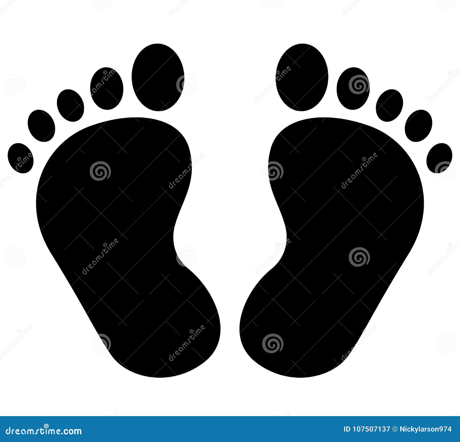 Baby Footprints On White Background Stock Vector - Illustration of ...