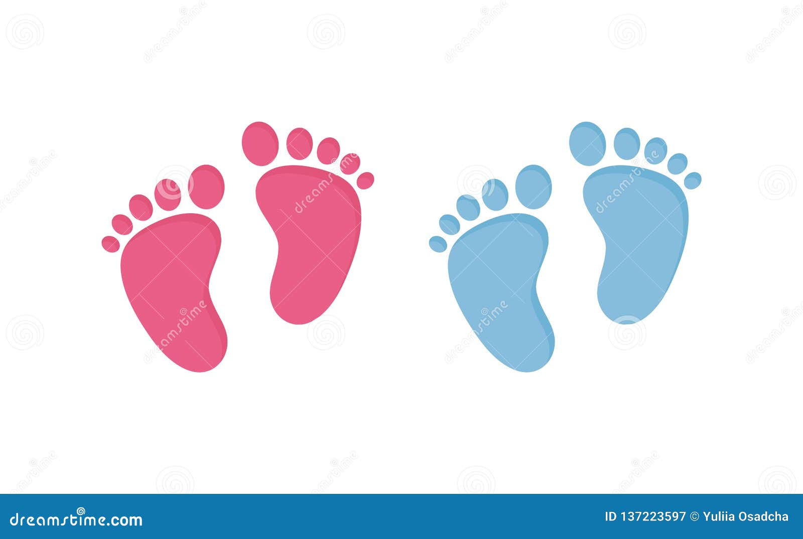 Baby Footsteps Vector Illustration Set Pairs Of Pink And Blue Footprints In Flat Style Stock Vector Illustration Of Cute Maternity