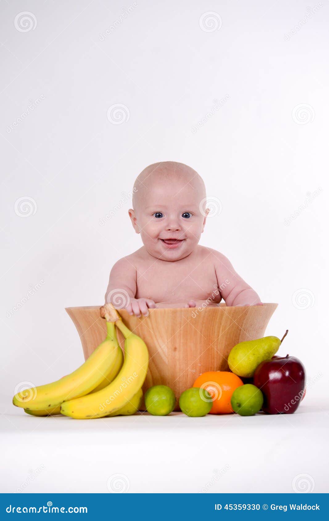 Baby in Fruit Bowl stock photo. Image of sweet, ripe 45359330