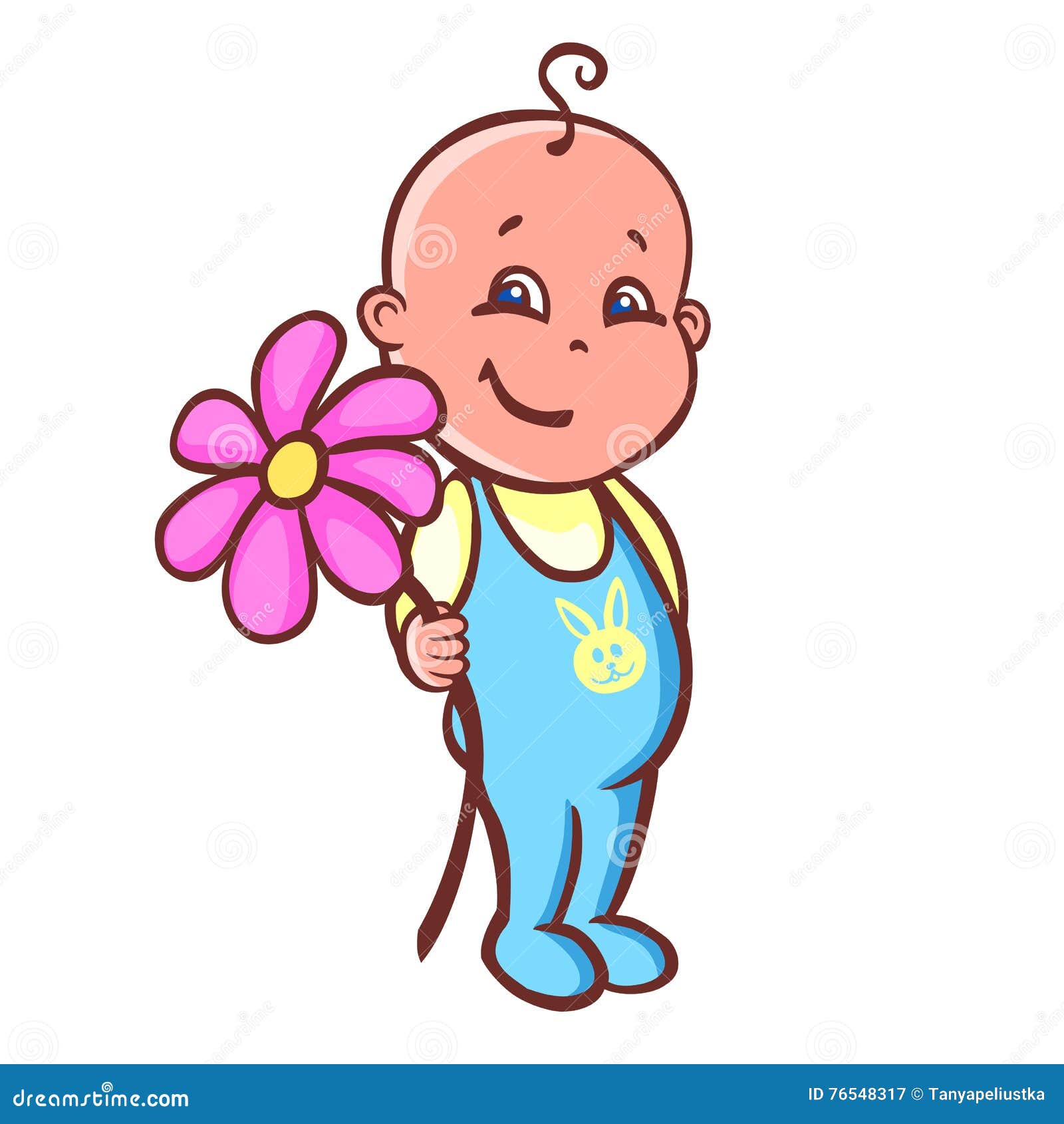 Baby with a giant flower stock vector. Illustration of toddler 76548317