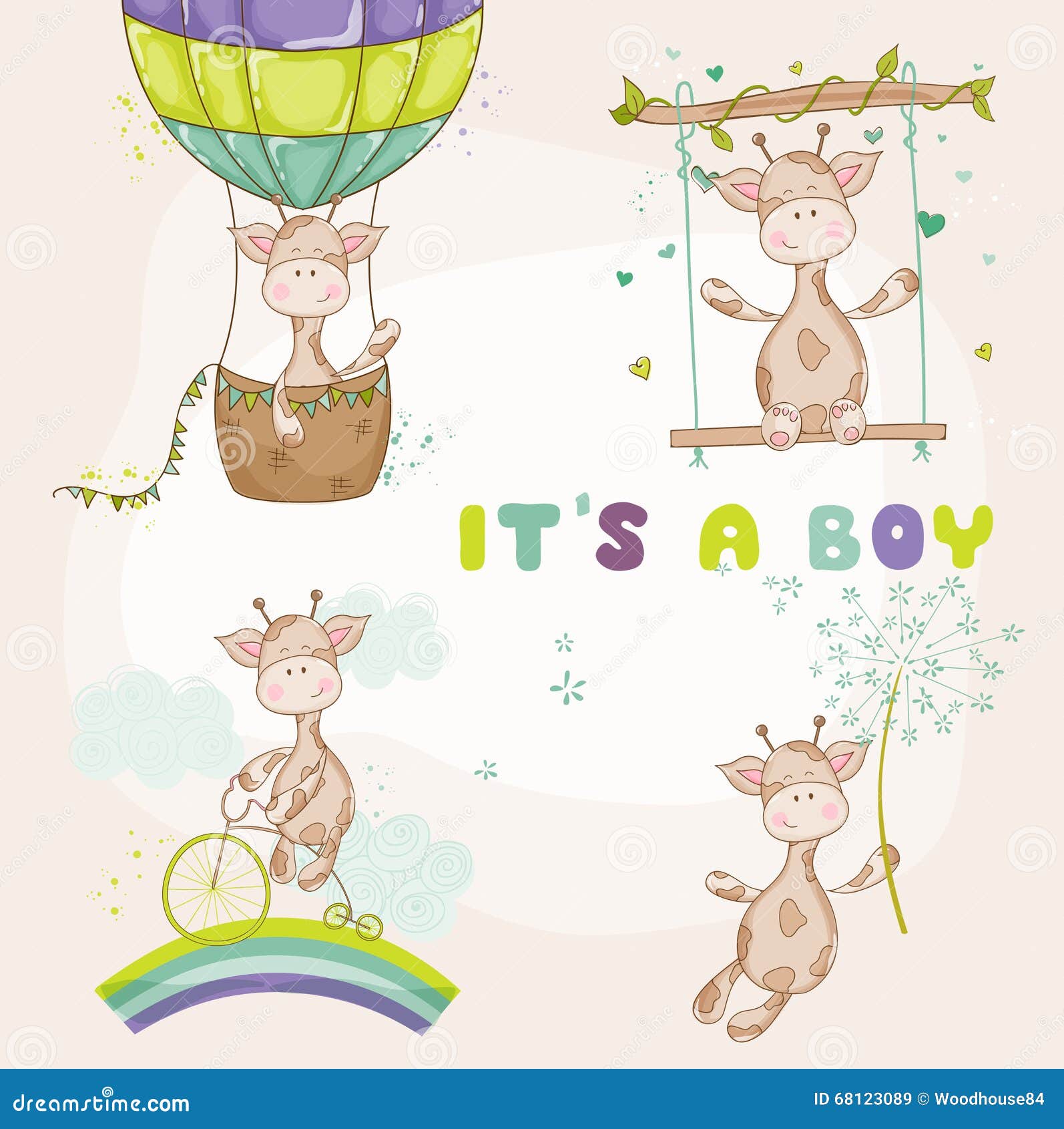 baby giraffe set - baby shower card