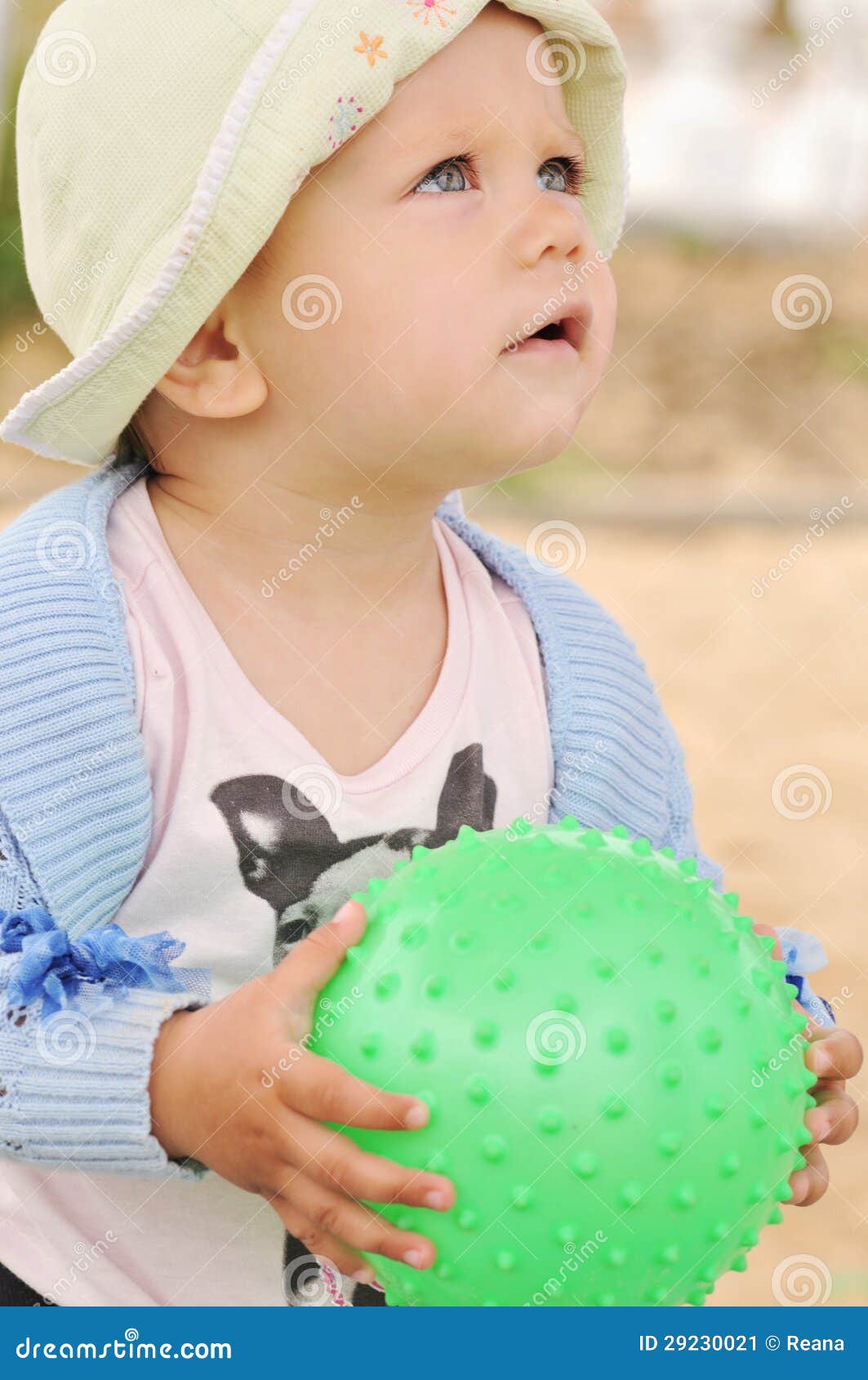 Baby girl with ball stock image. Image of child, little 29230021