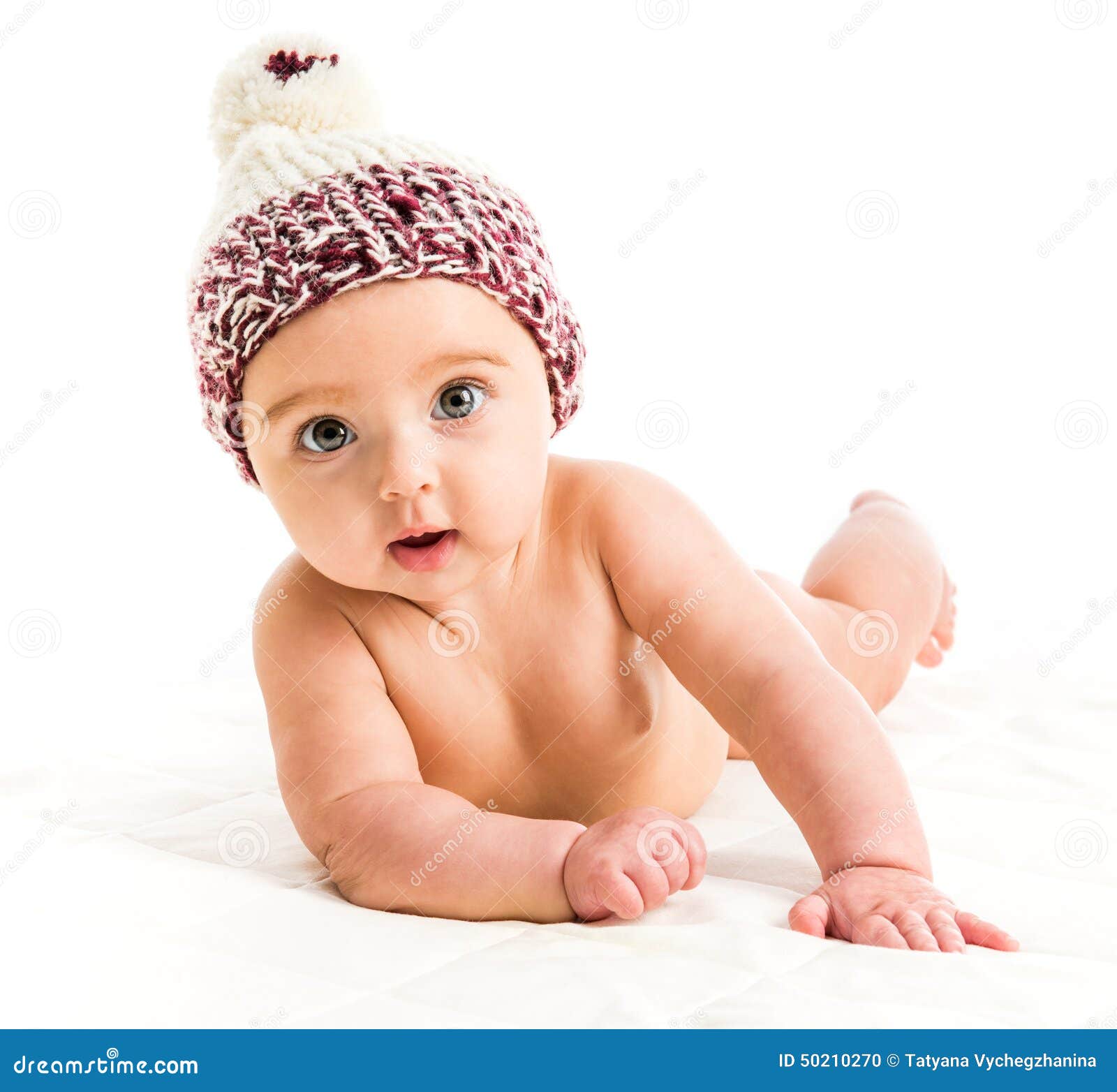 Baby girl in a brown hat stock photo. Image of childhood 50210270