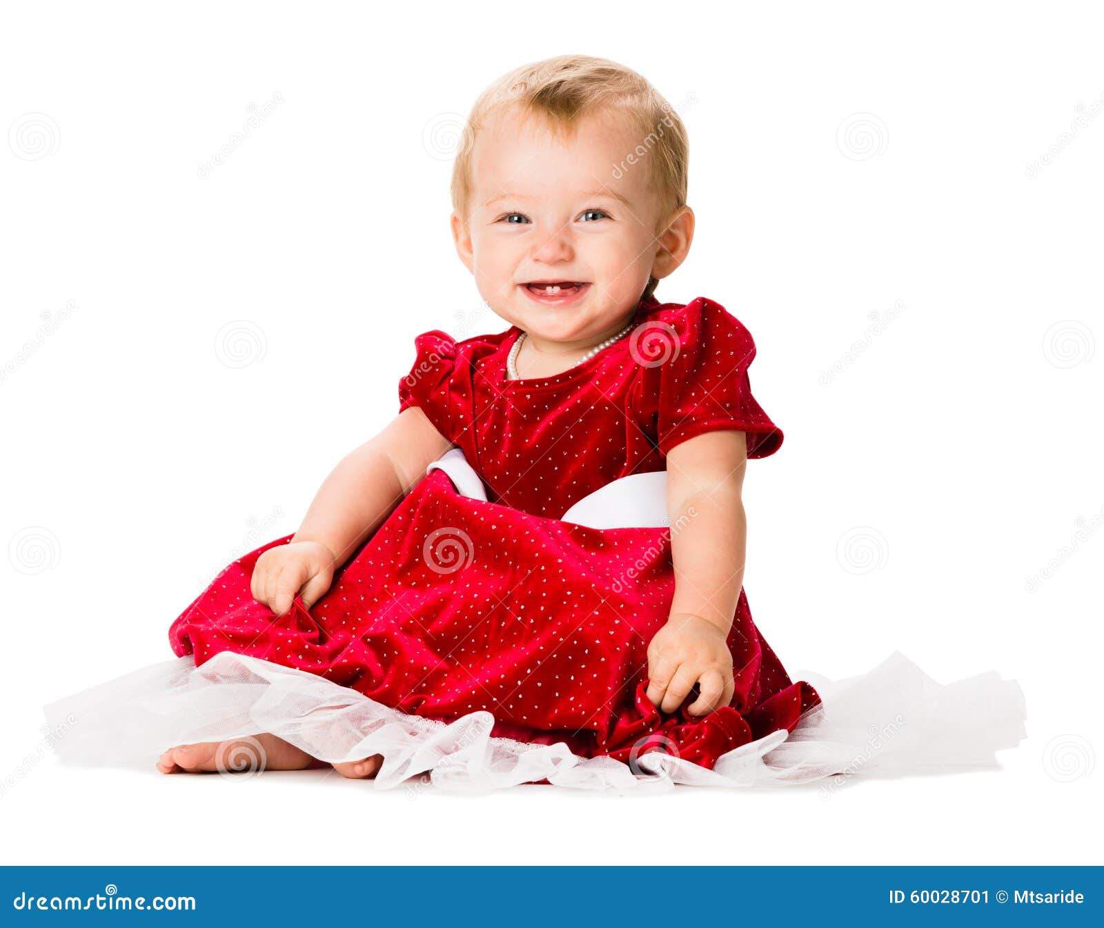 Baby Girl in Christmas Outfit Isolated ...