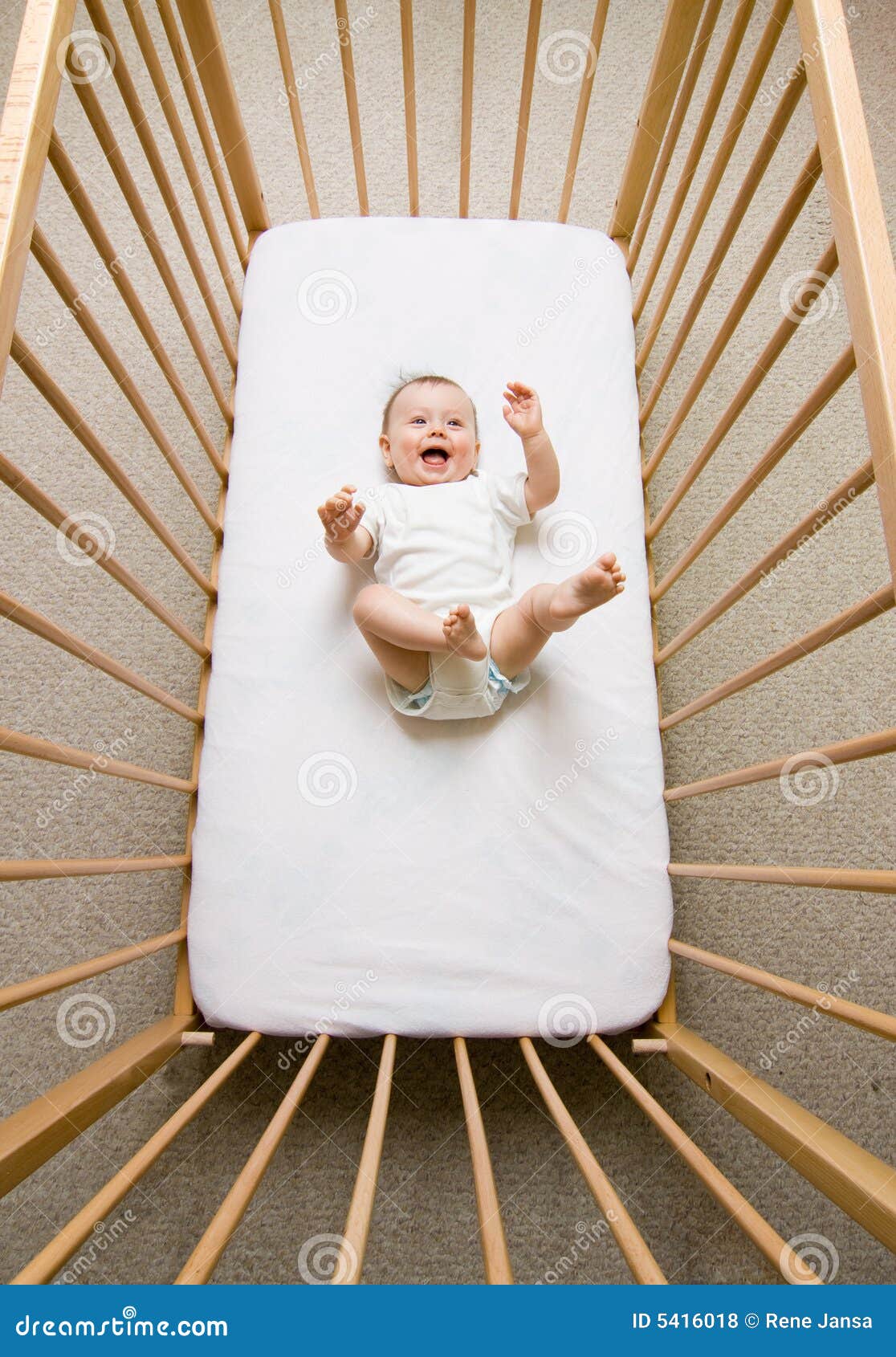 Baby girl in a crib stock photo. Image of beautiful, daughter 5416018