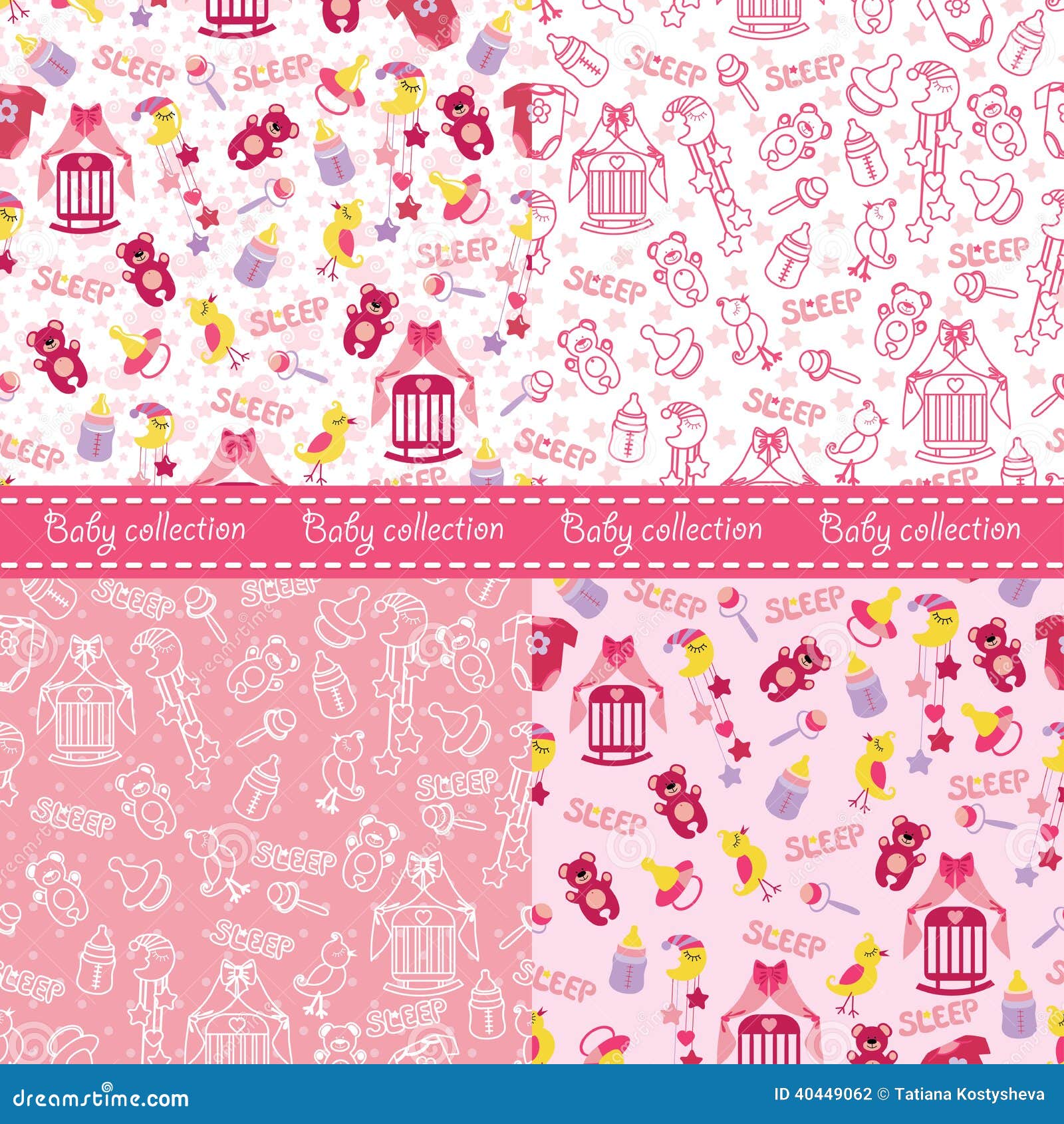 girl baby tumblr backgrounds Newborn Cute Pattern Seamless Set.Sleep Girl Baby Items