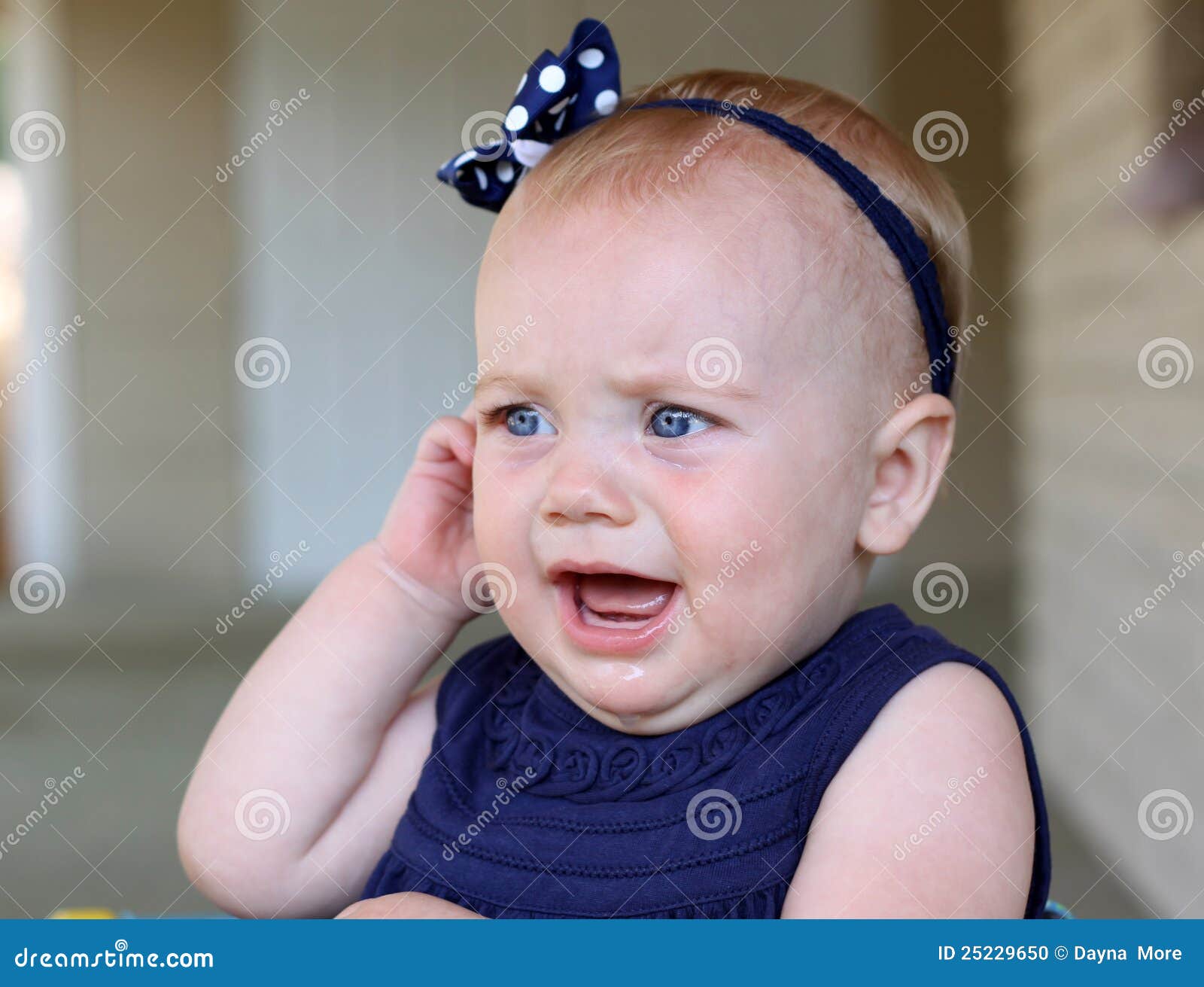 Baby girl with ear ache stock photo. Image of fever, tears 25229650