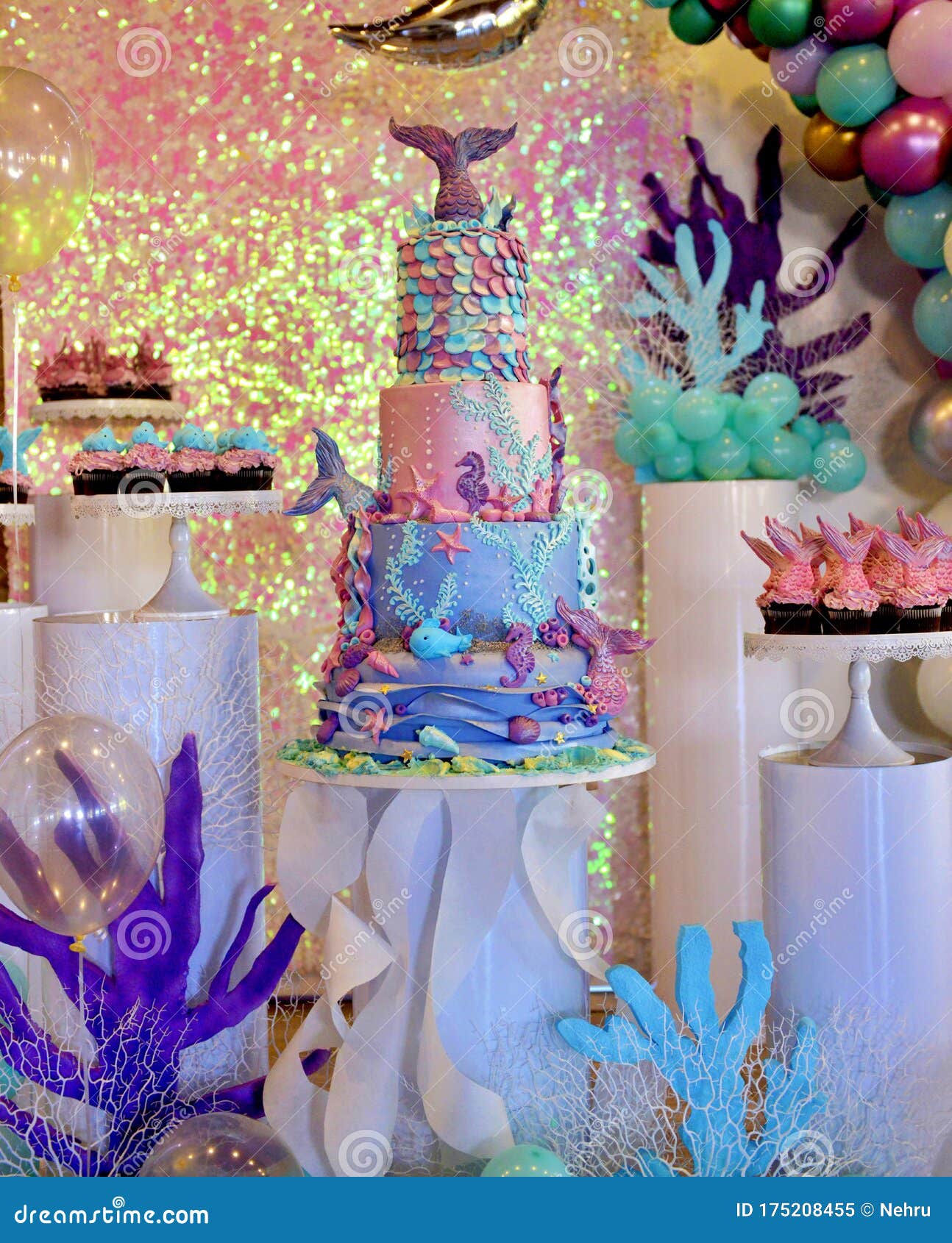 Baby Girl Genuine Birthday Cake, Sea Life Theme Stock Image - Image of  event, birthday: 175208455