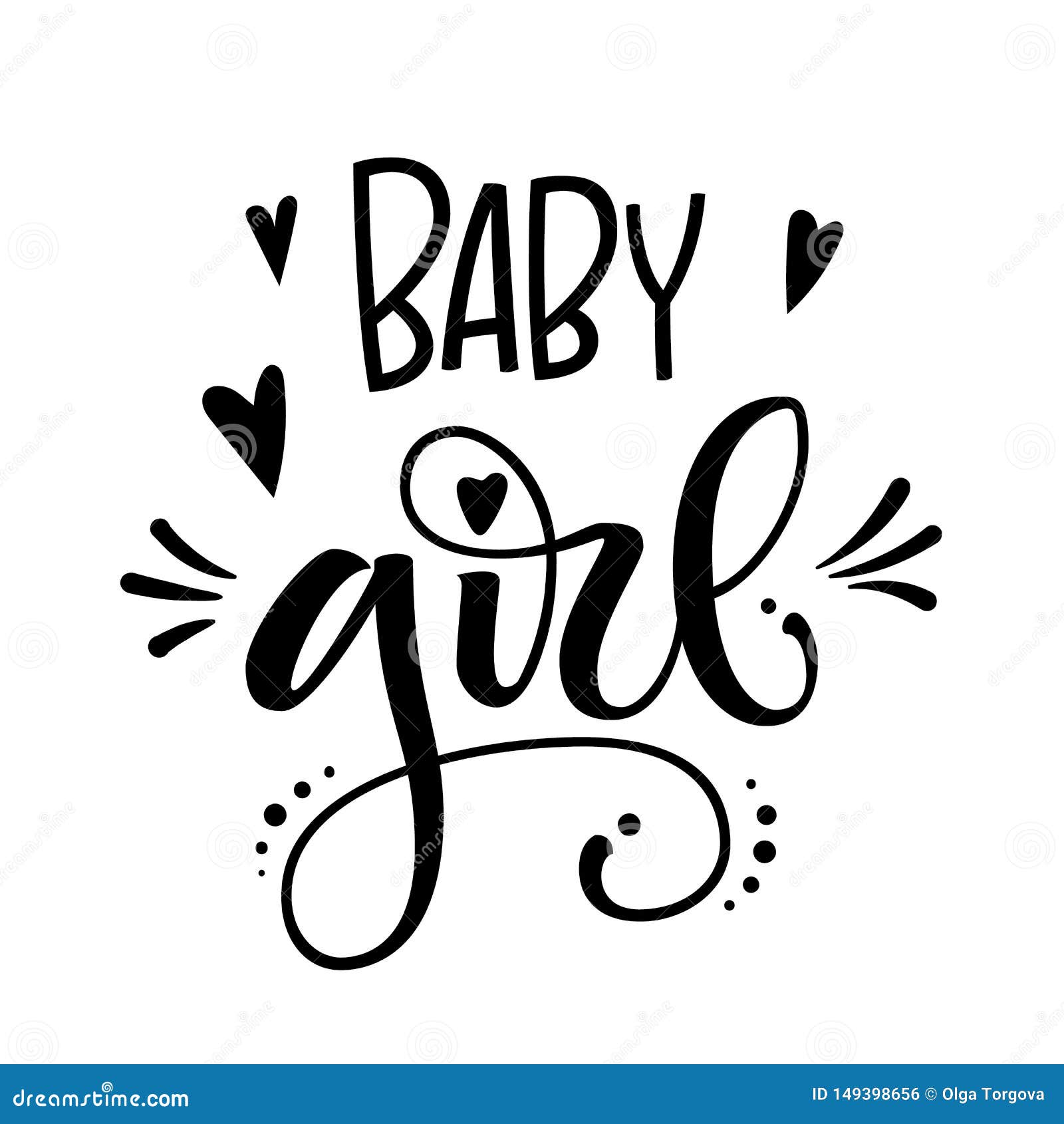 Baby Girl Logo Quote. Baby Shower Hand Drawn Grotesque Lettering ...