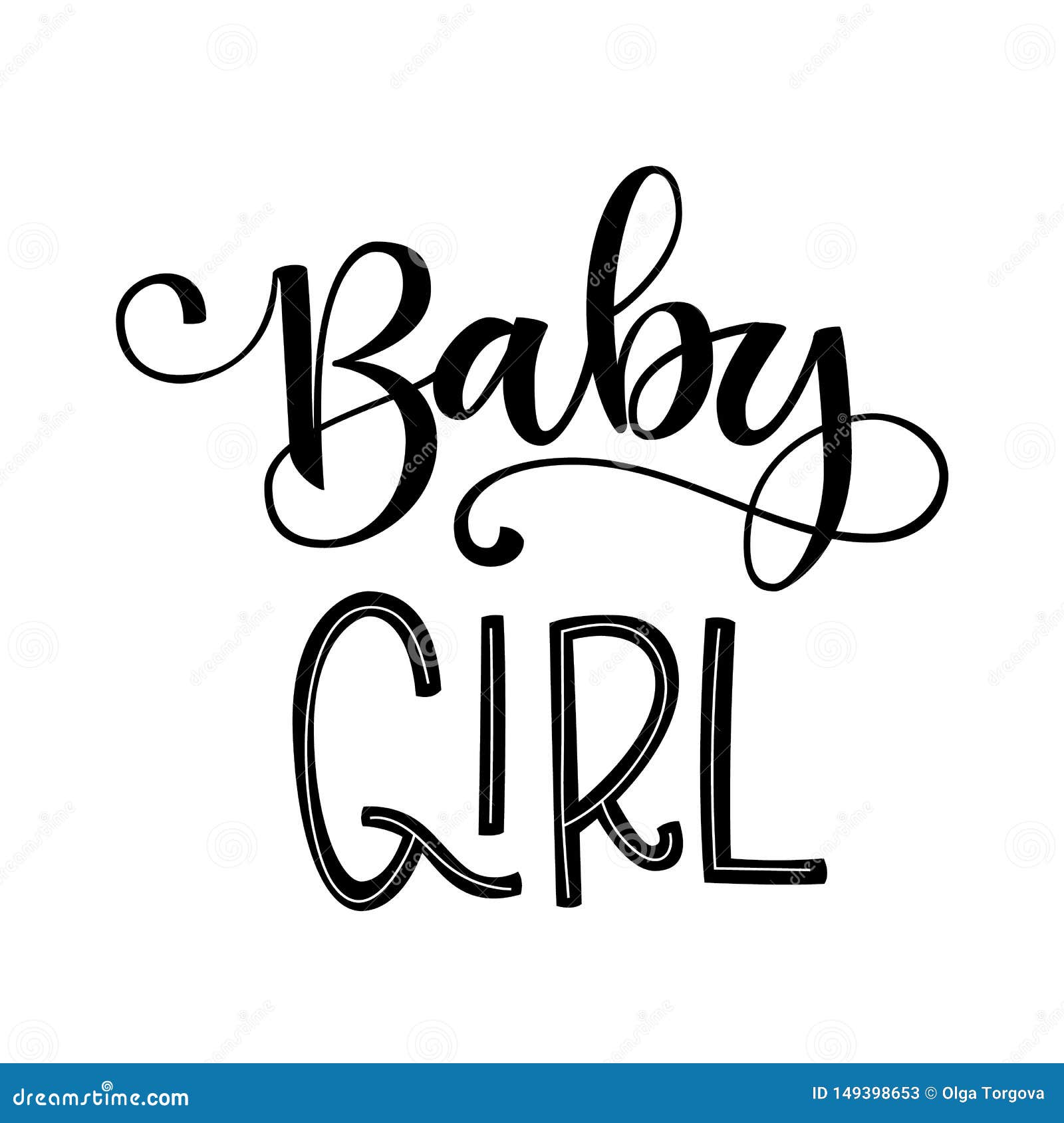 Baby Girl Logo Quote. Baby Shower Hand Drawn Lettering, Calligraphy ...