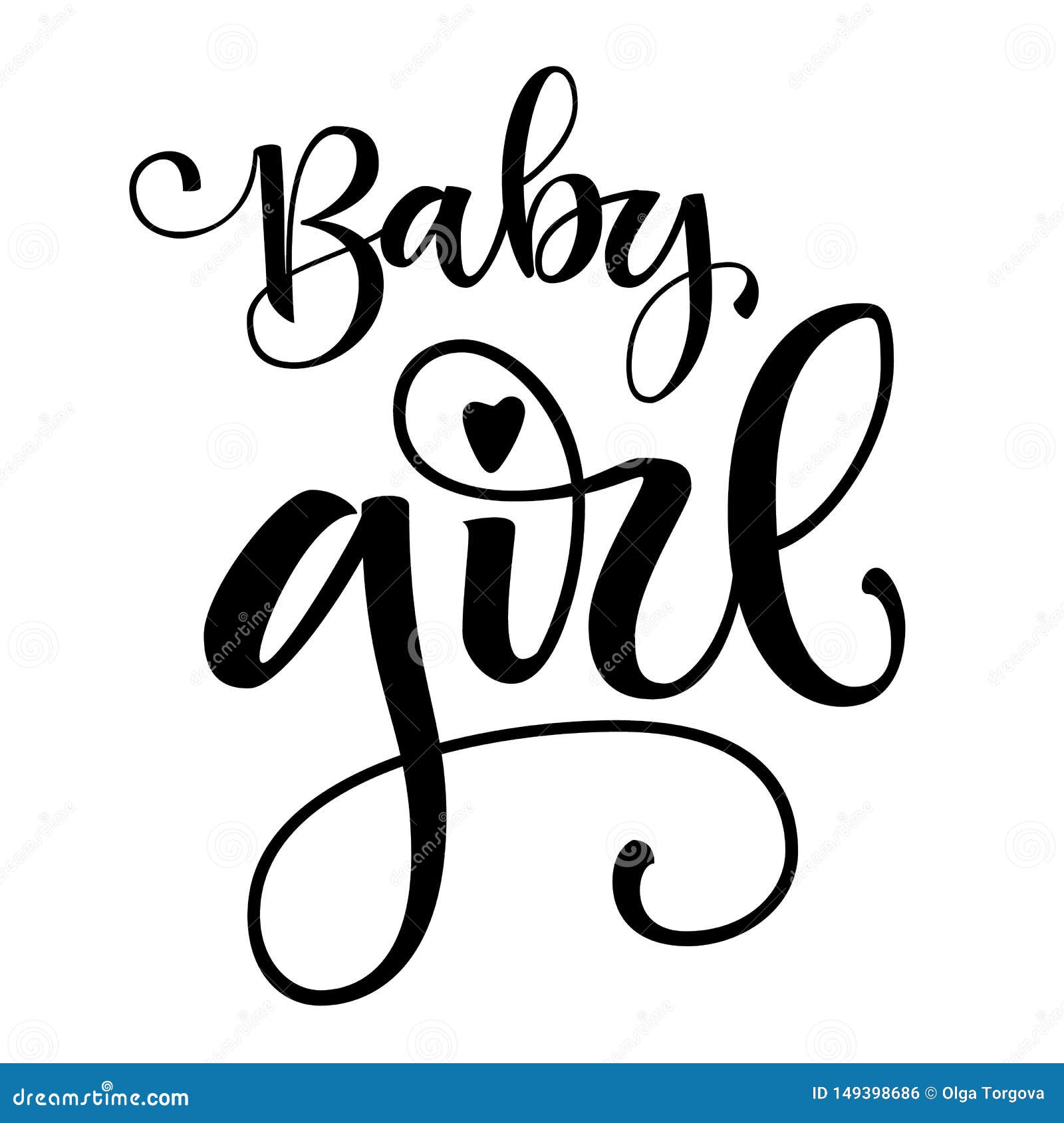 Baby Girl Logo Quote. Baby Shower Hand Drawn Modern Brush Calligraphy ...