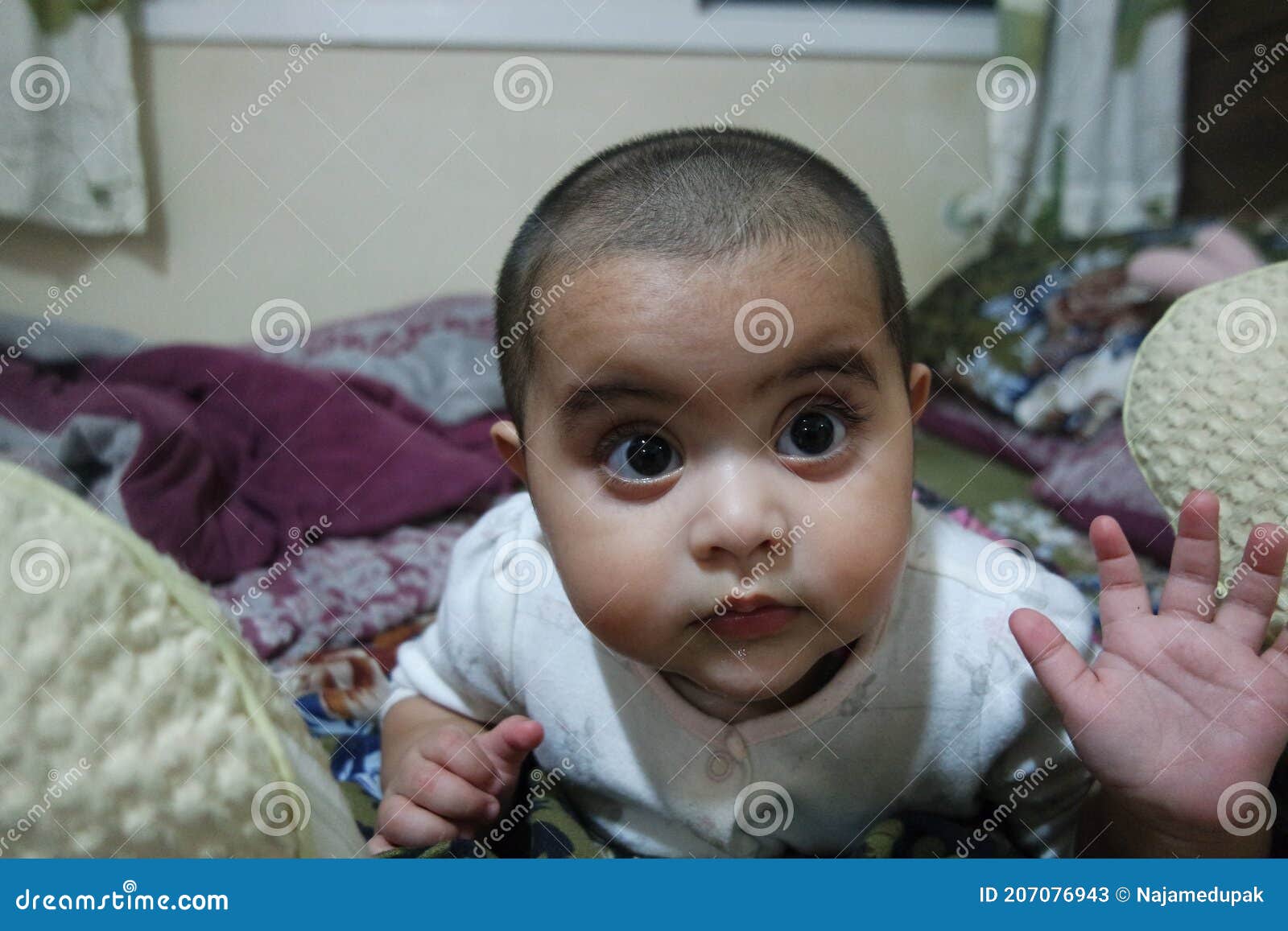 Baby Girl with Lovely Face, Big Eyes and Cute Face Gesture Stock ...