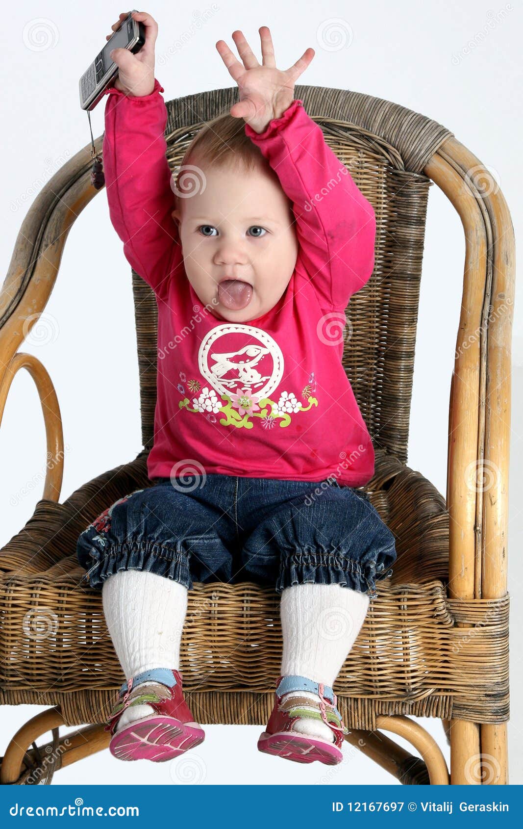 Baby Girl with Mobile Phone Stock Image Image of funny, little 12167697