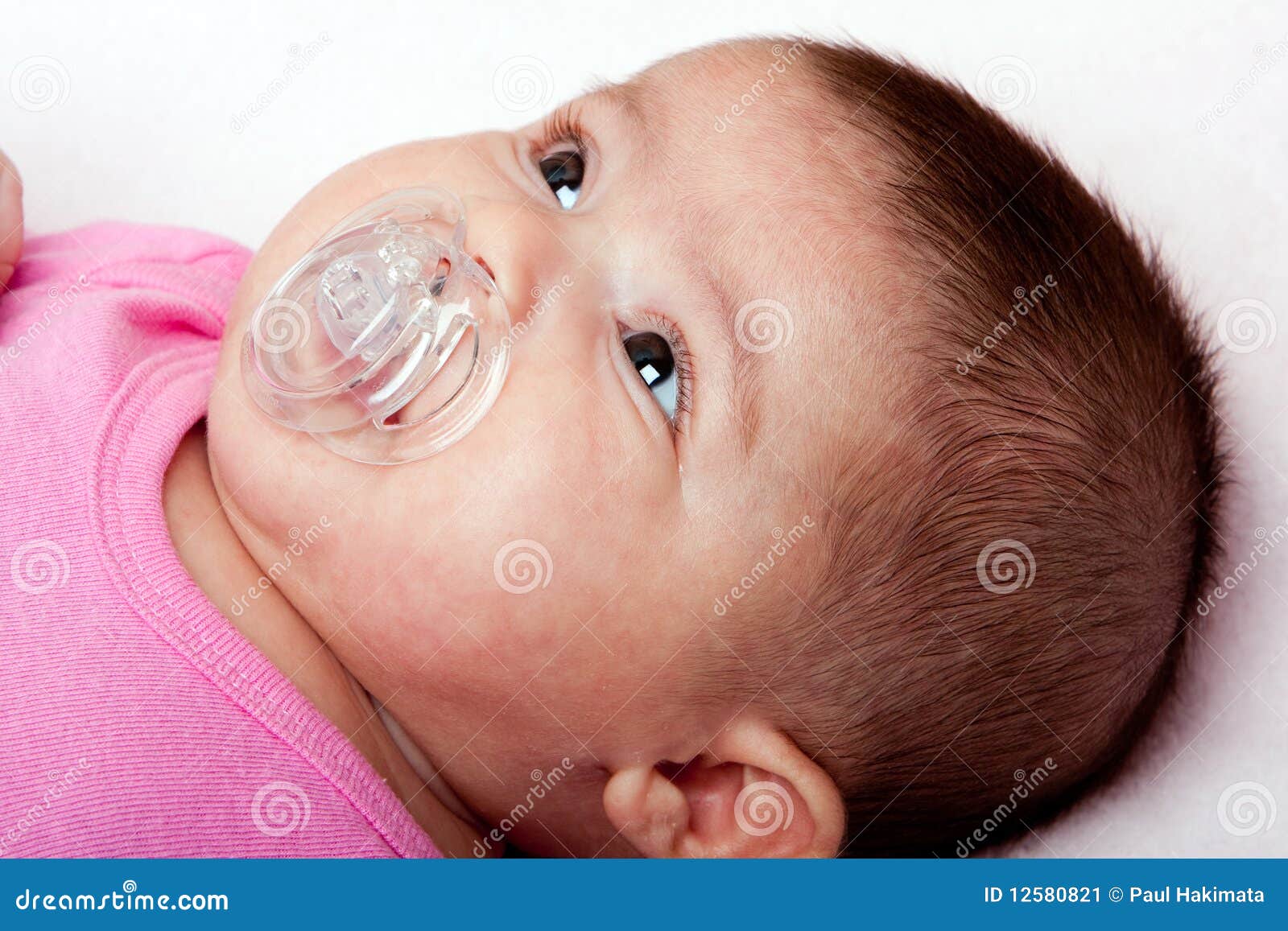 Baby girl with pacifier stock image. Image of white, caucasian 12580821