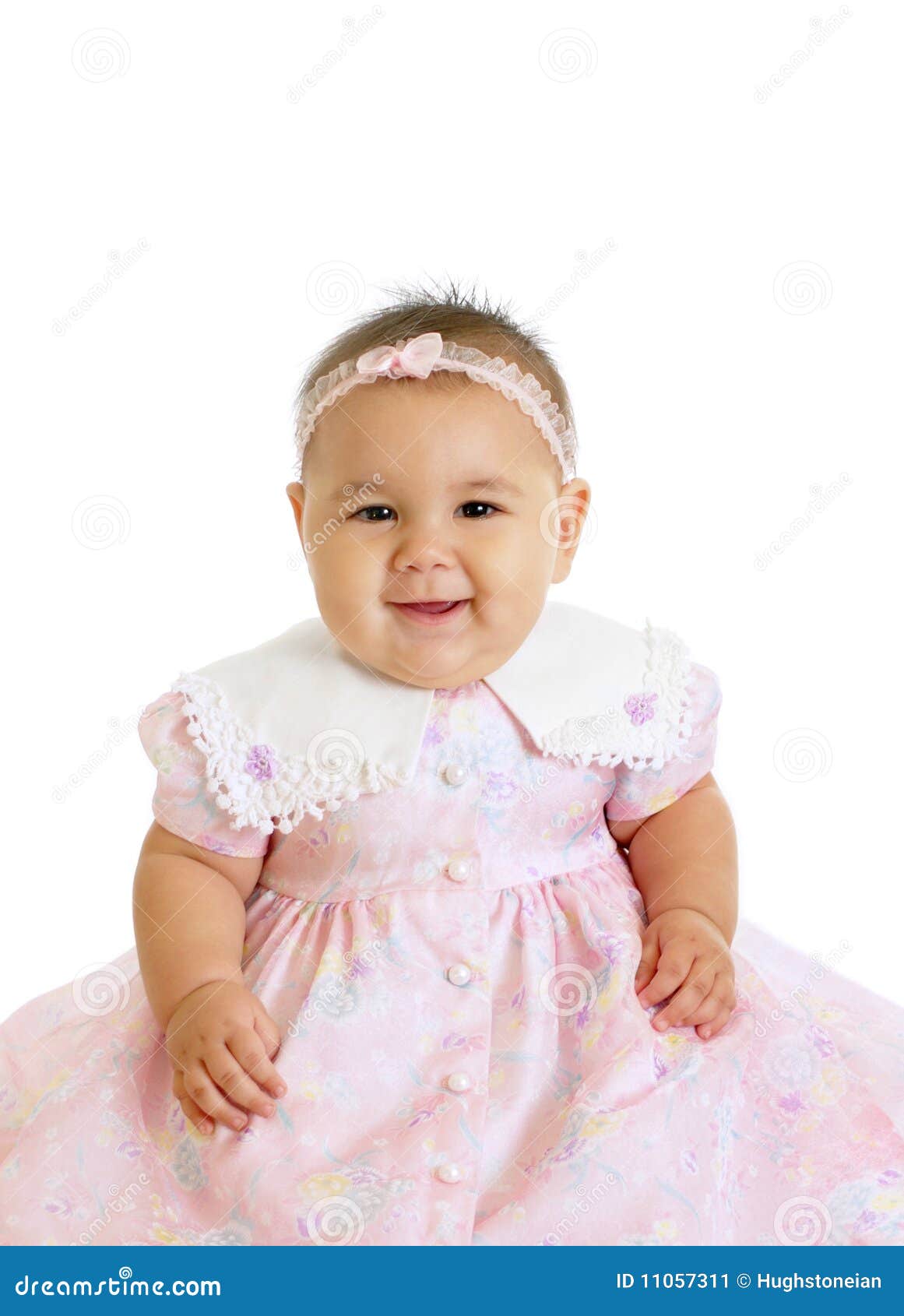 Baby girl in pink stock image. Image of dimples, child 11057311