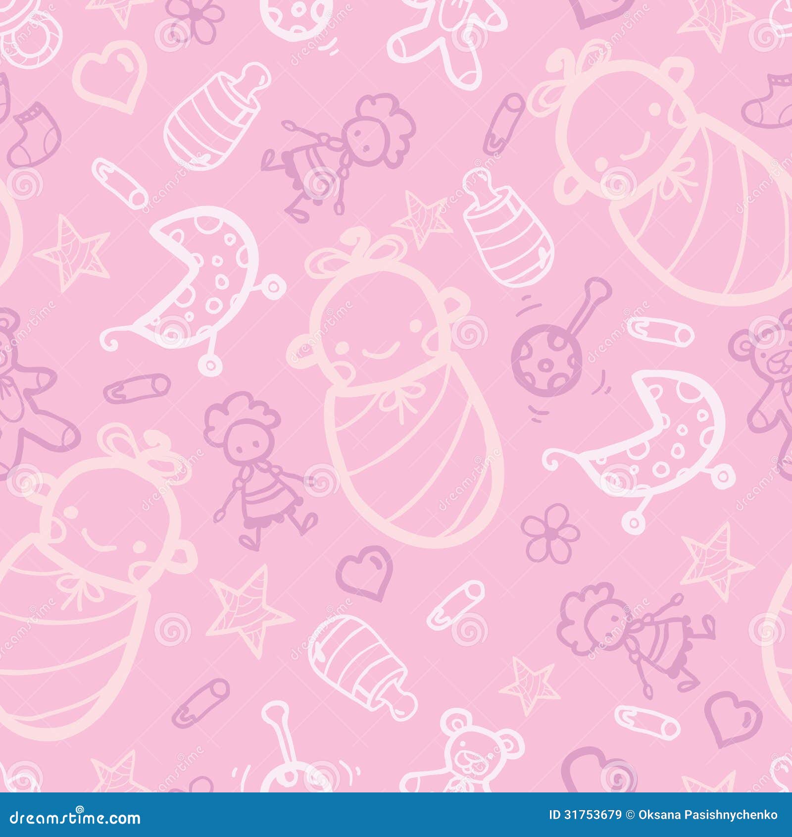 Baby Girl Pink Seamless Pattern Background Stock Vector Image