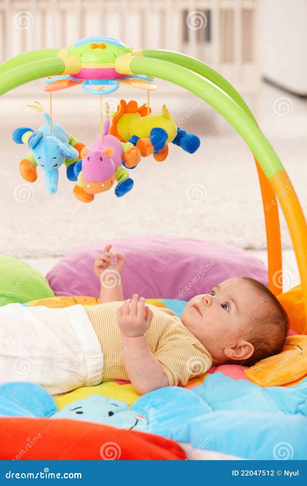 Baby girl on playmat stock photo. Image of focus, girl 22047512