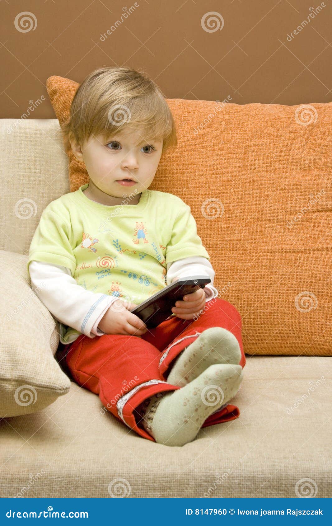 Baby Girl with Remote Control Stock Photo Image of infant, happy 8147960