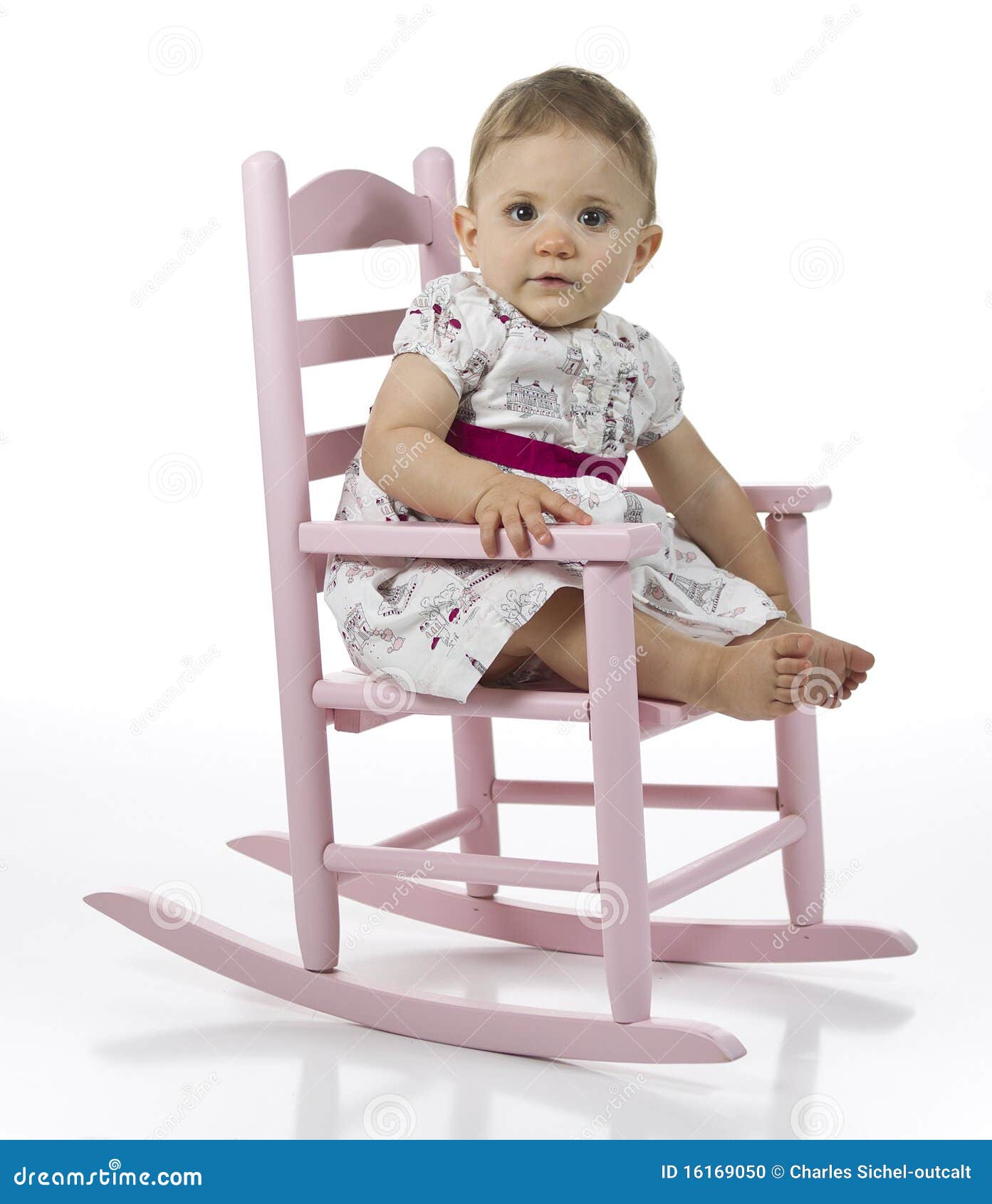 Baby Girl In Rocking Chair Stock Photo Image Of Dress 16169050