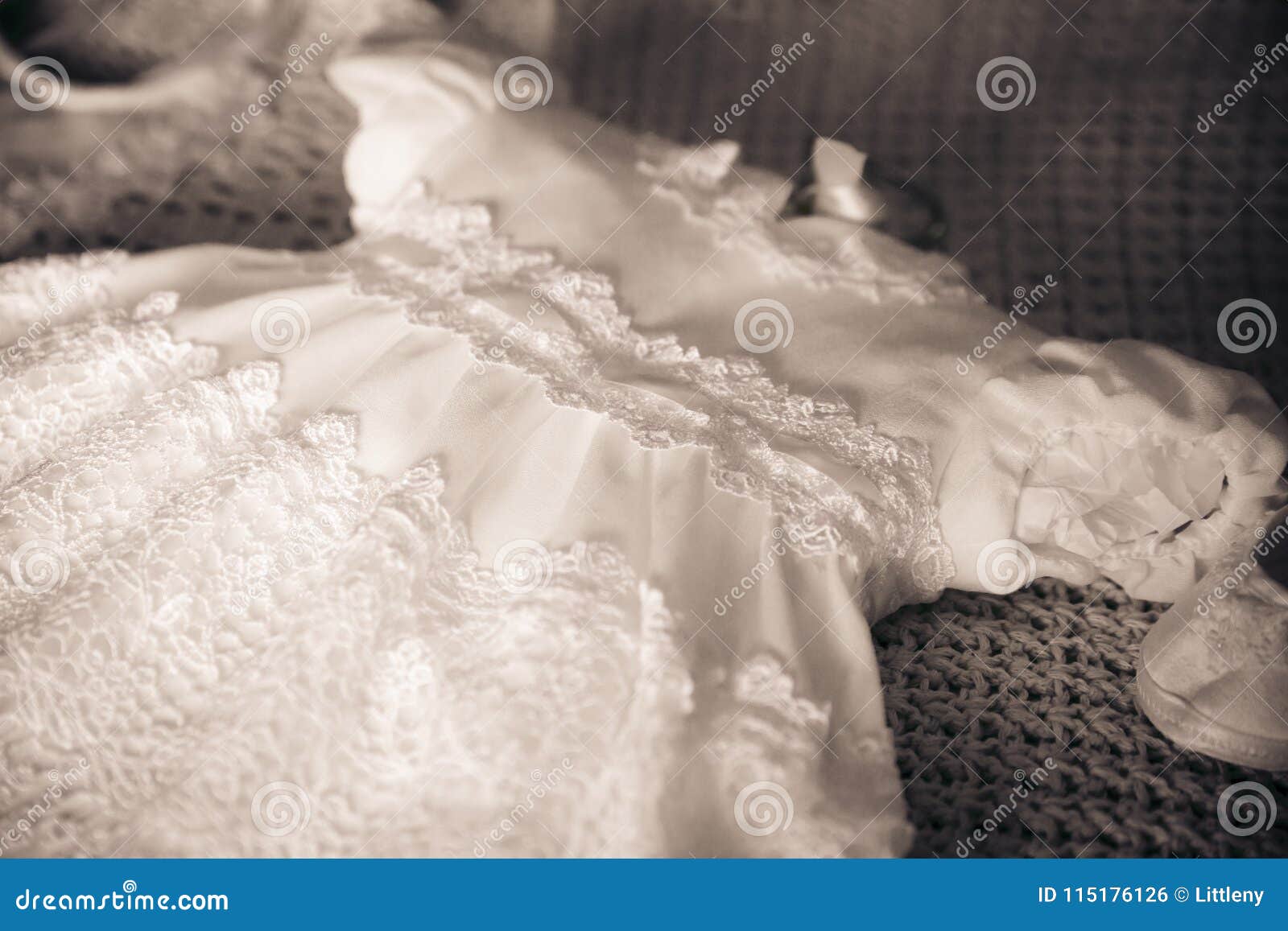 White Baptism Christening Dress for Girl Stock Photo - Image of ...
