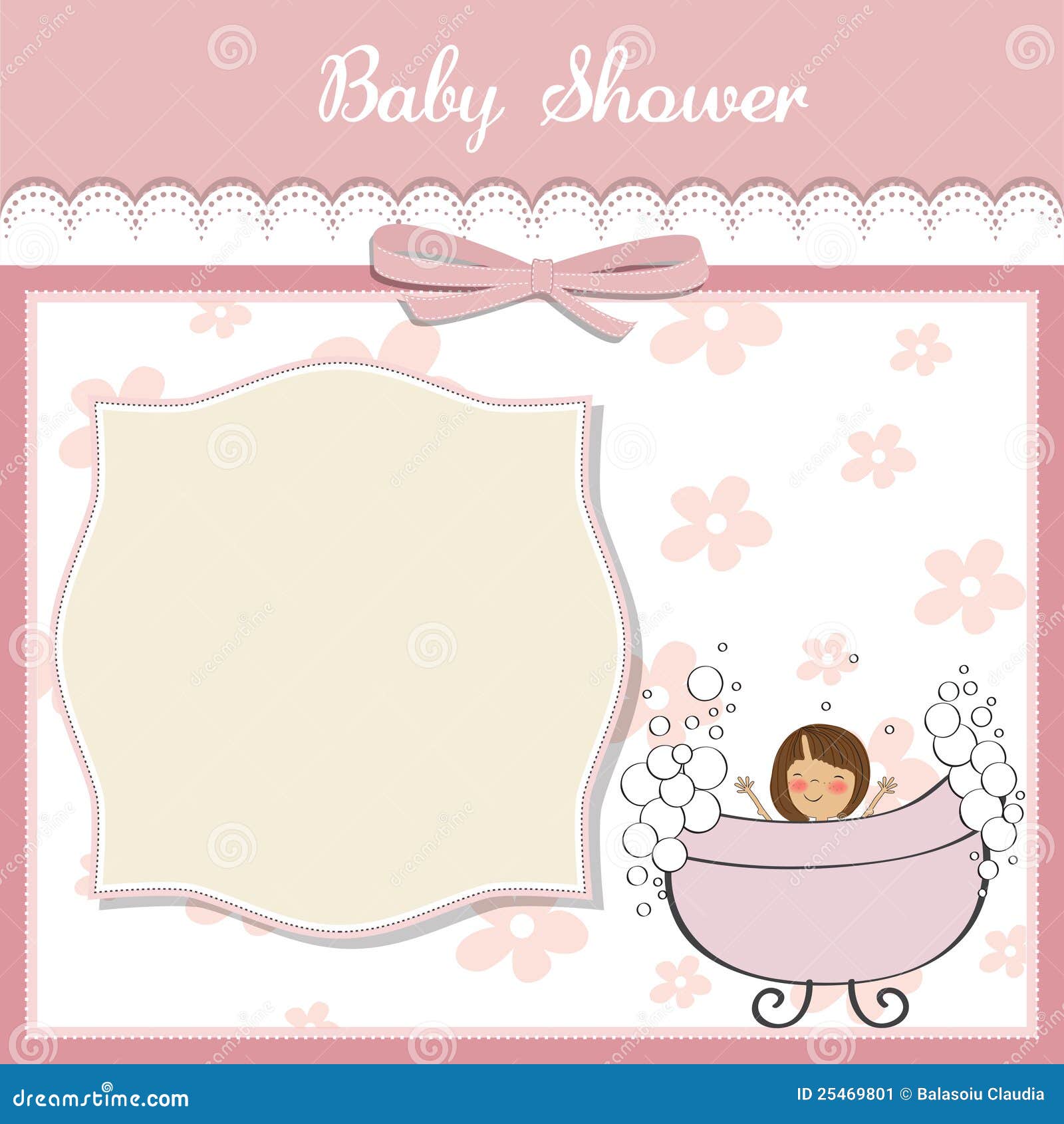 Baby girl shower card stock illustration. Illustration of minimalist ...